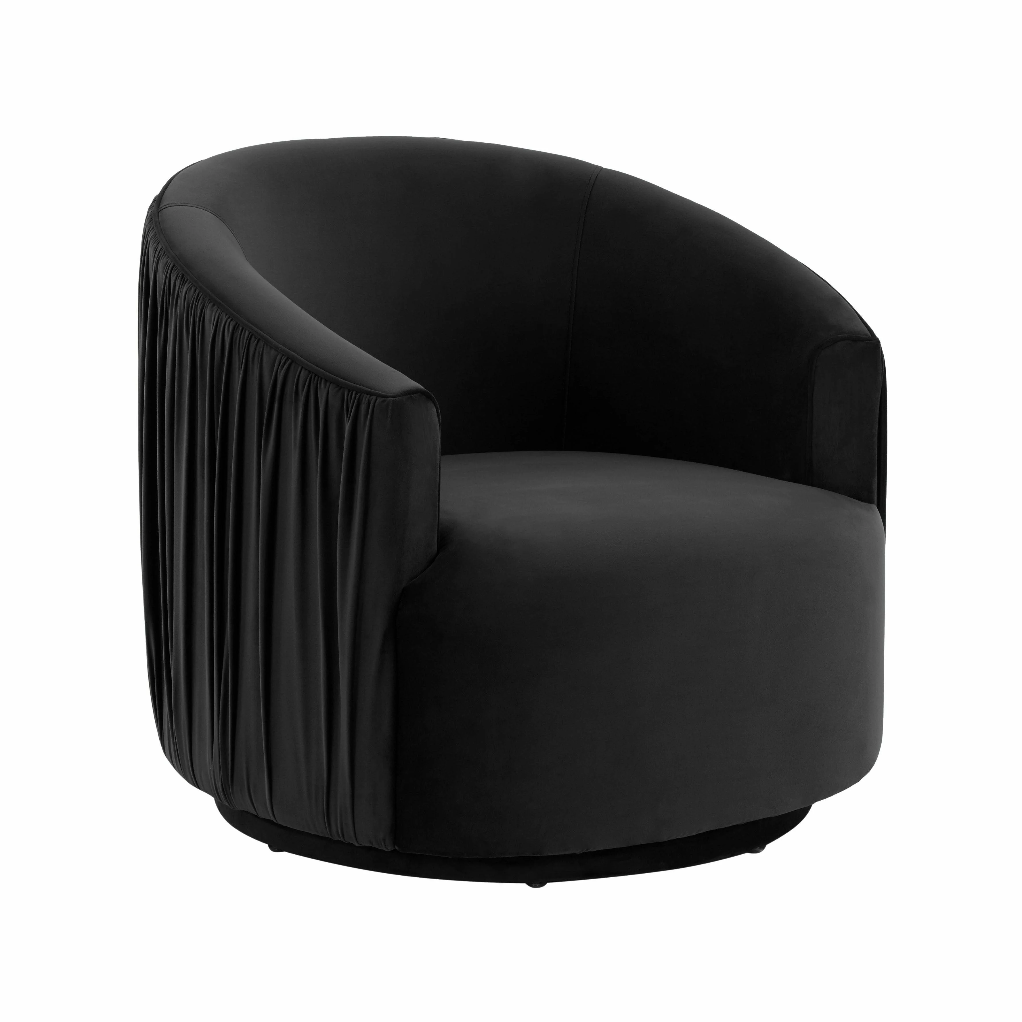 London Black Pleated Swivel Chair - Remutear