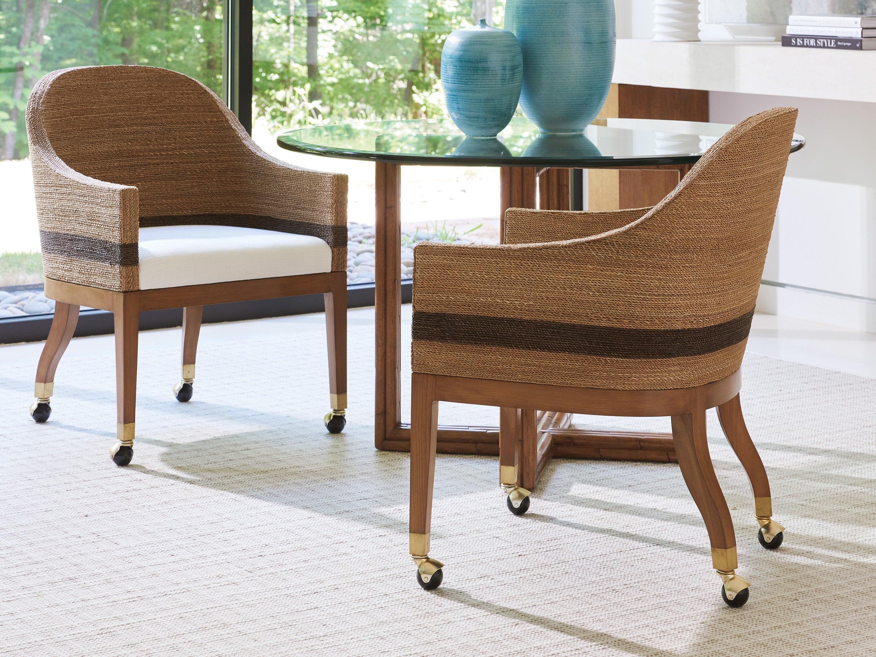 Palm Desert Dorian Woven Arm Chair With Casters - Remutear
