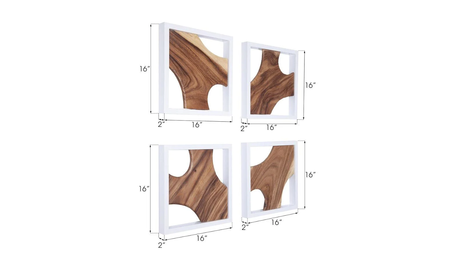 Framed Slice Wall Tile, White Frame   , Set of 4 - Remutear