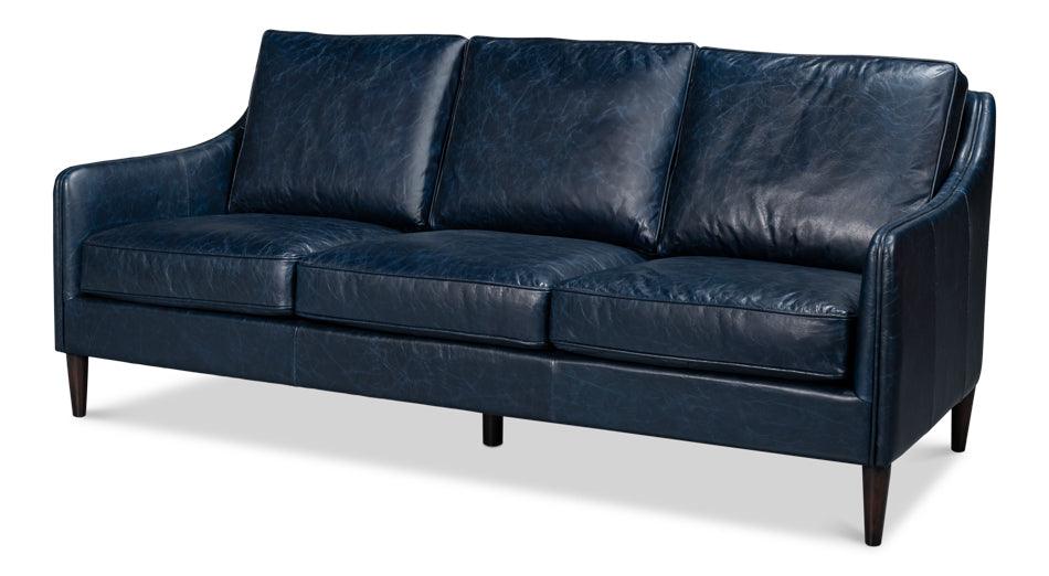Alehandro Leather Sofa - Chateau Blue - Remutear