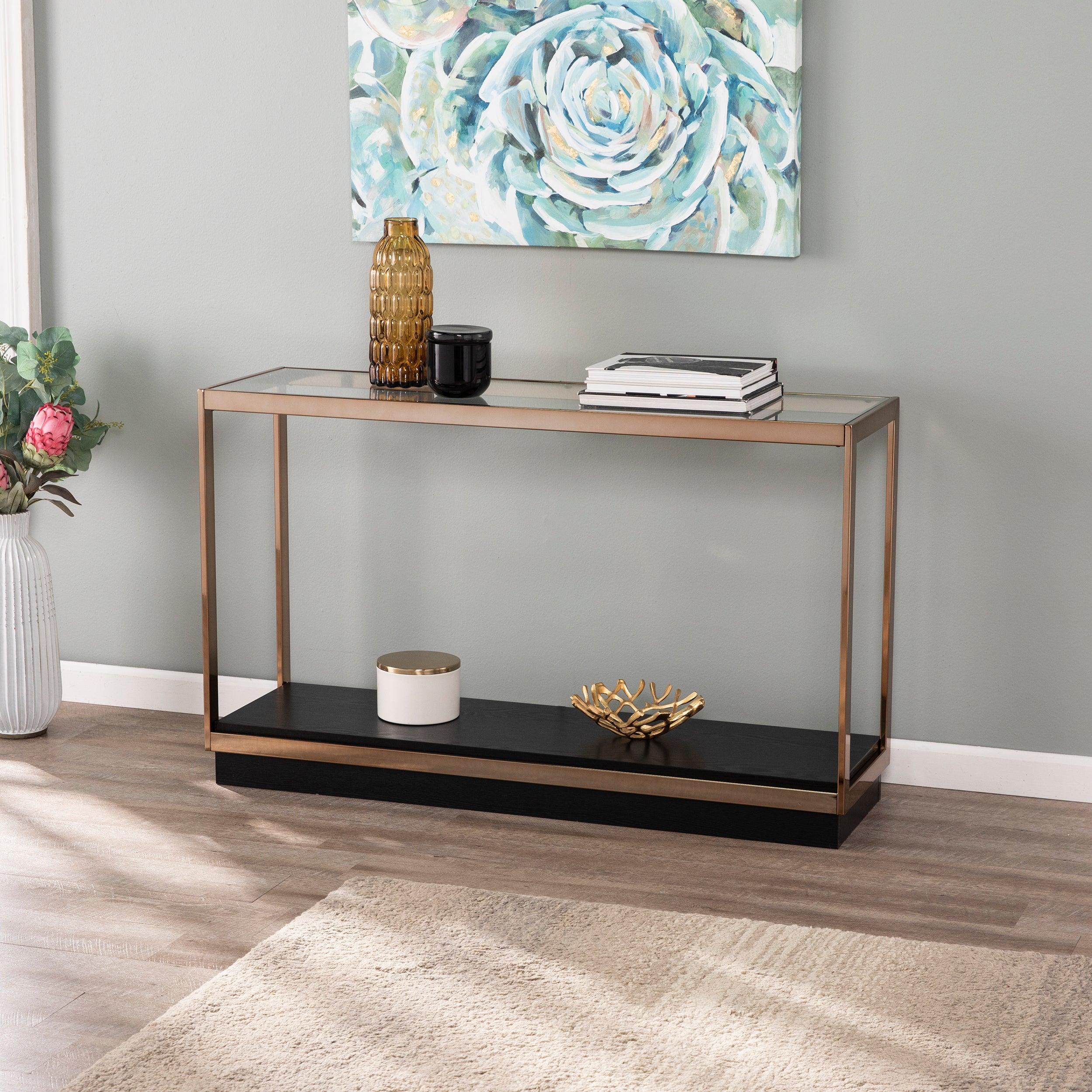 Lexina Glass-Top Console Table - Remutear