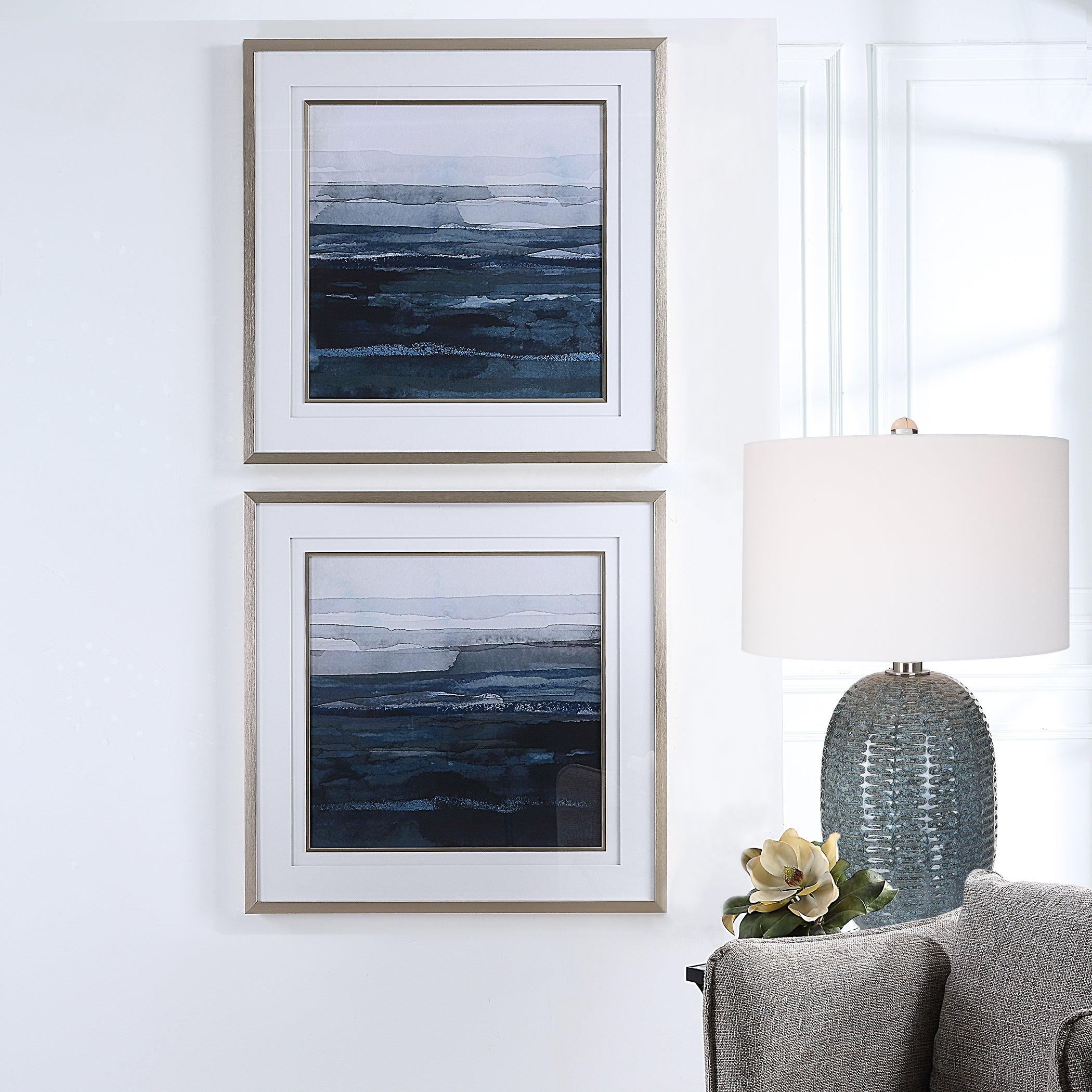 Rising Blue Abstract Framed Prints, Set/2 - Remutear