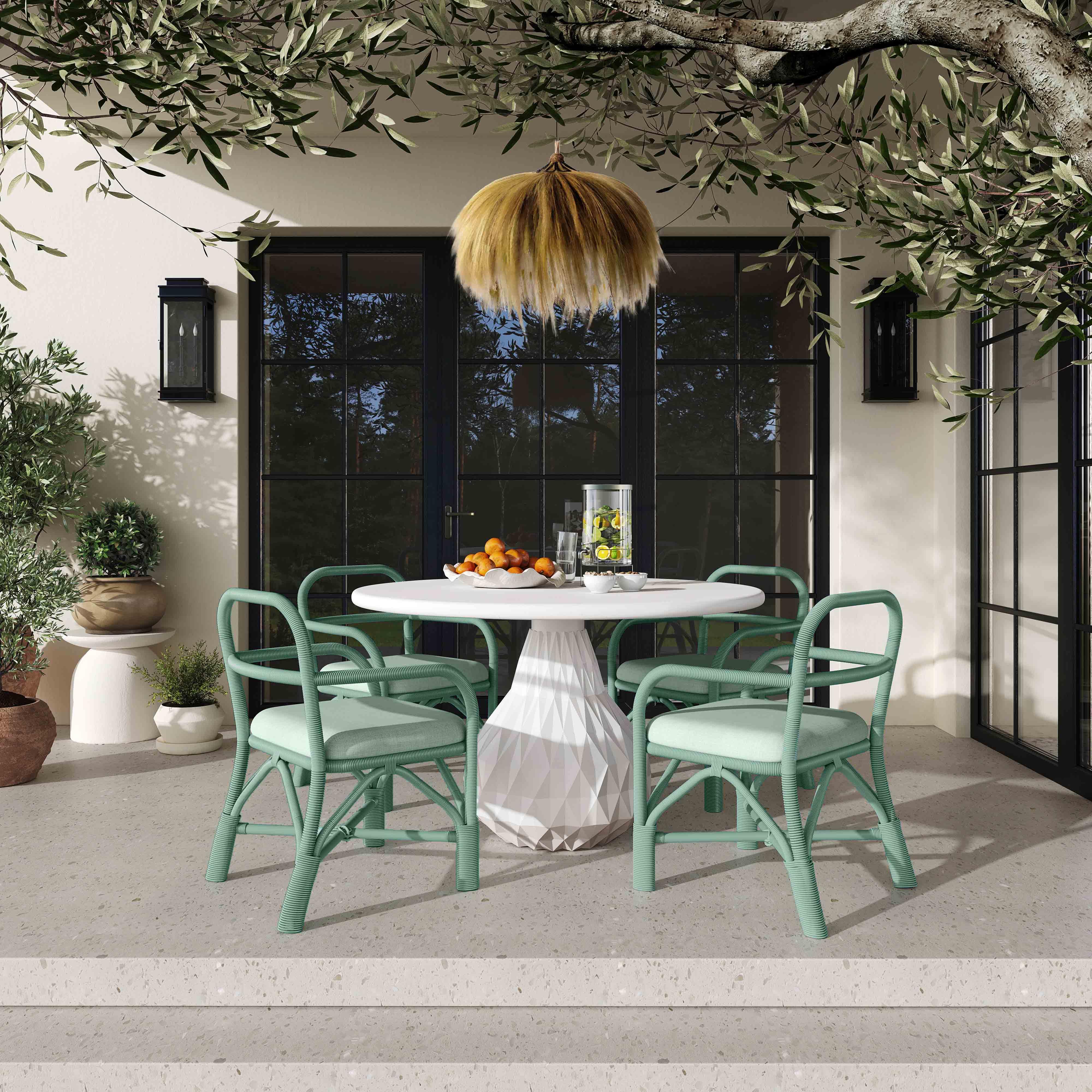 Ginny Green Rattan Dining Chair - Remutear