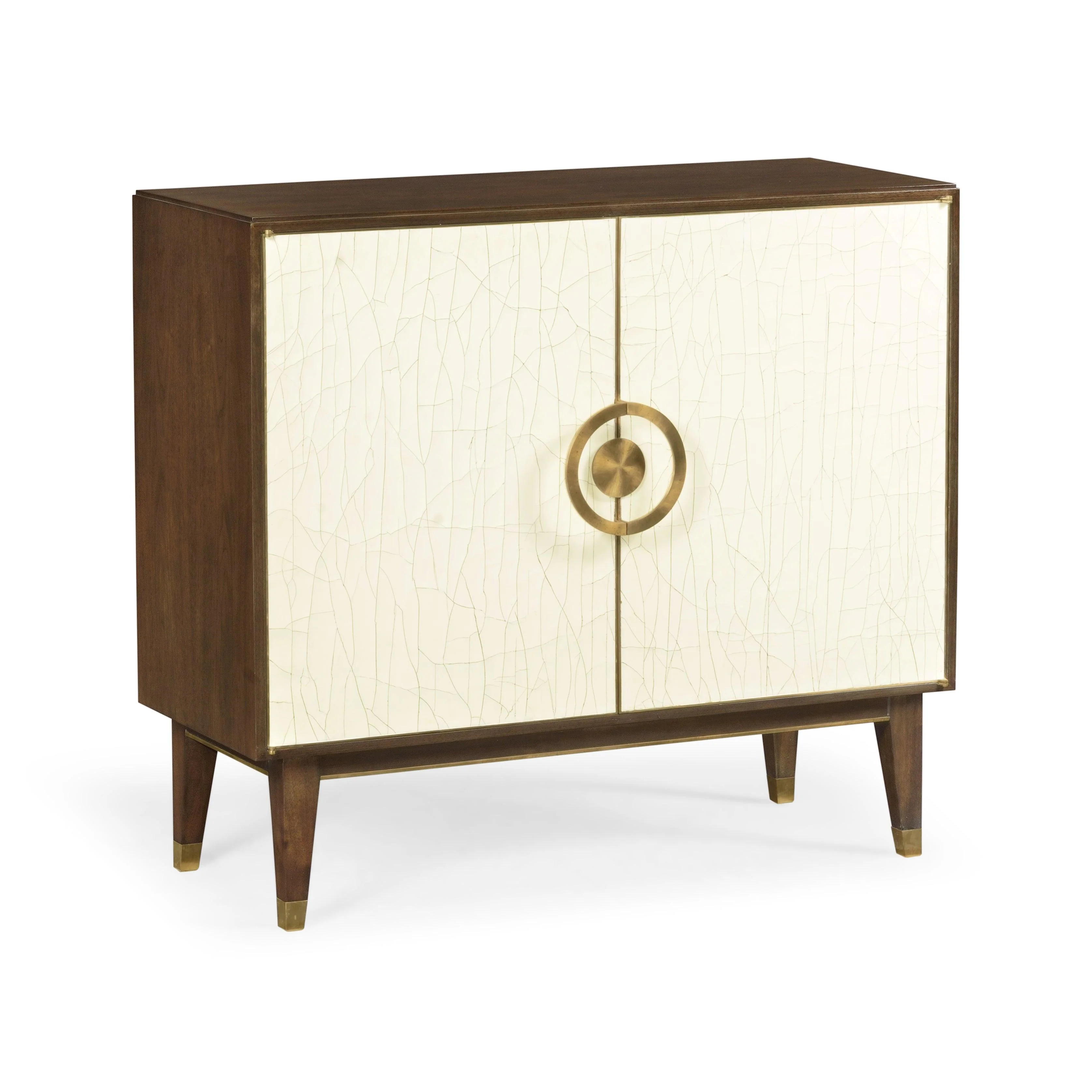Eclectic Walnut and Crackle Lacquered Accent Cabinet - Remutear