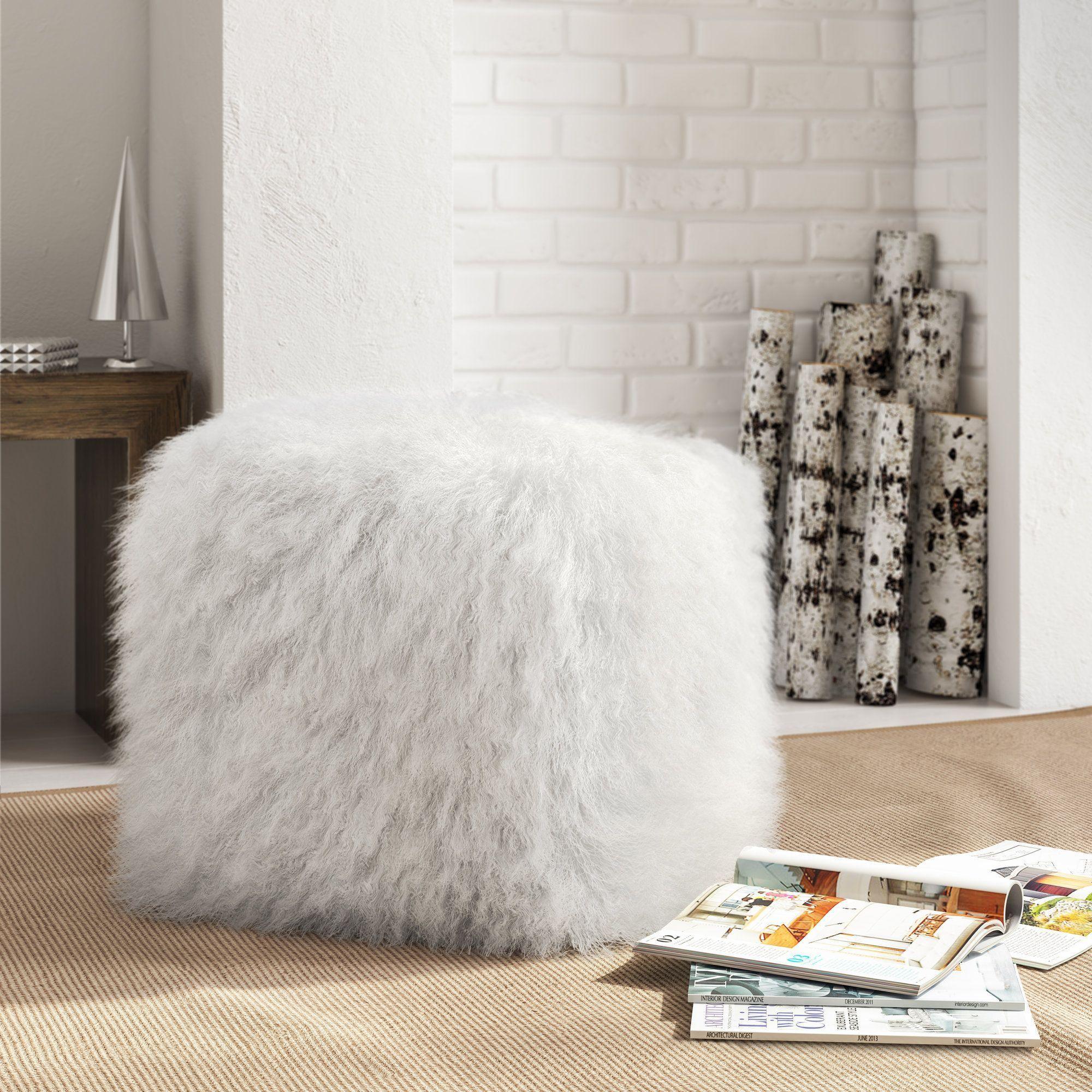 Tibetan Sheep White Pouf - Remutear
