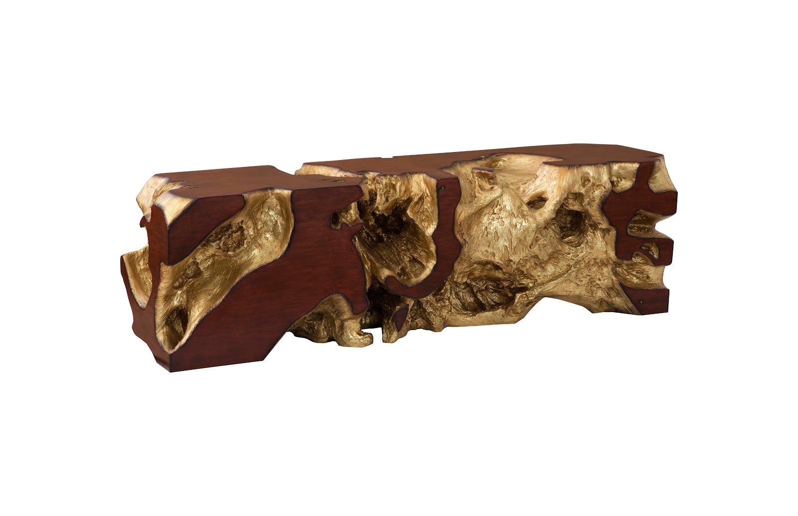Freeform Bench, Gold Leaf, Faux Bois - Remutear
