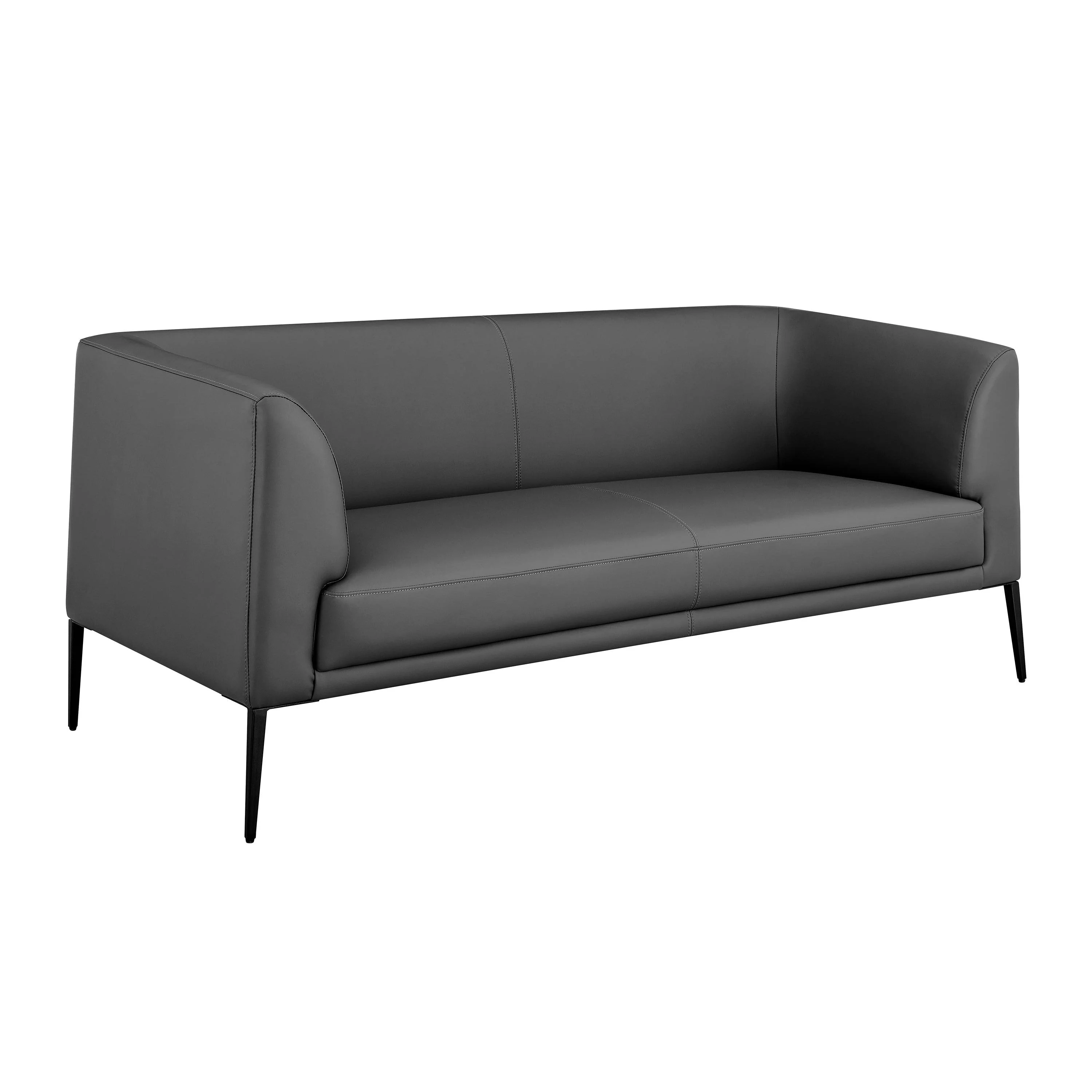 Matias Loveseat in Gray Leatherette with Matte Black Legs - Remutear