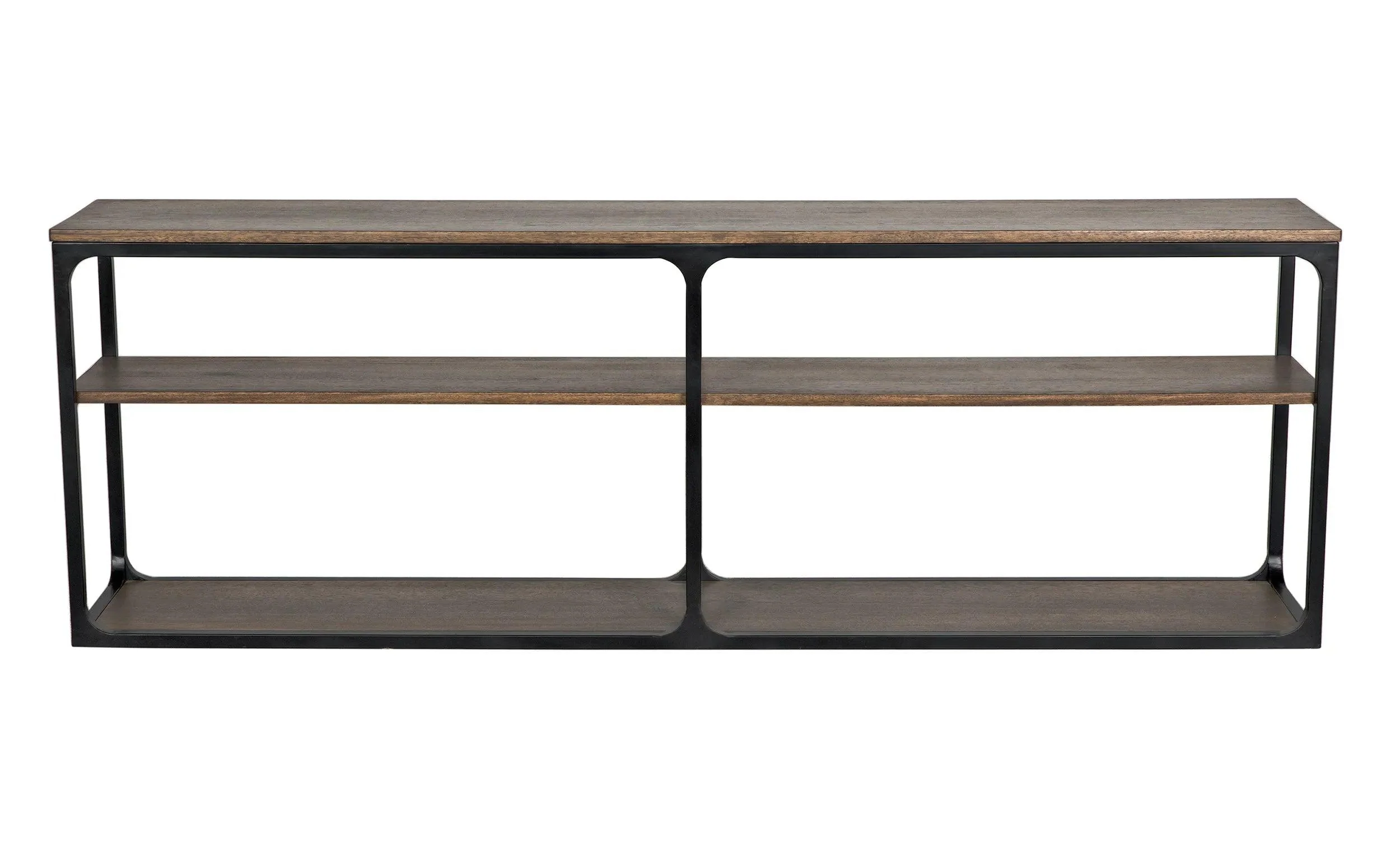 Novie Console, Large, Black Steel with Dark Walnut - Remutear