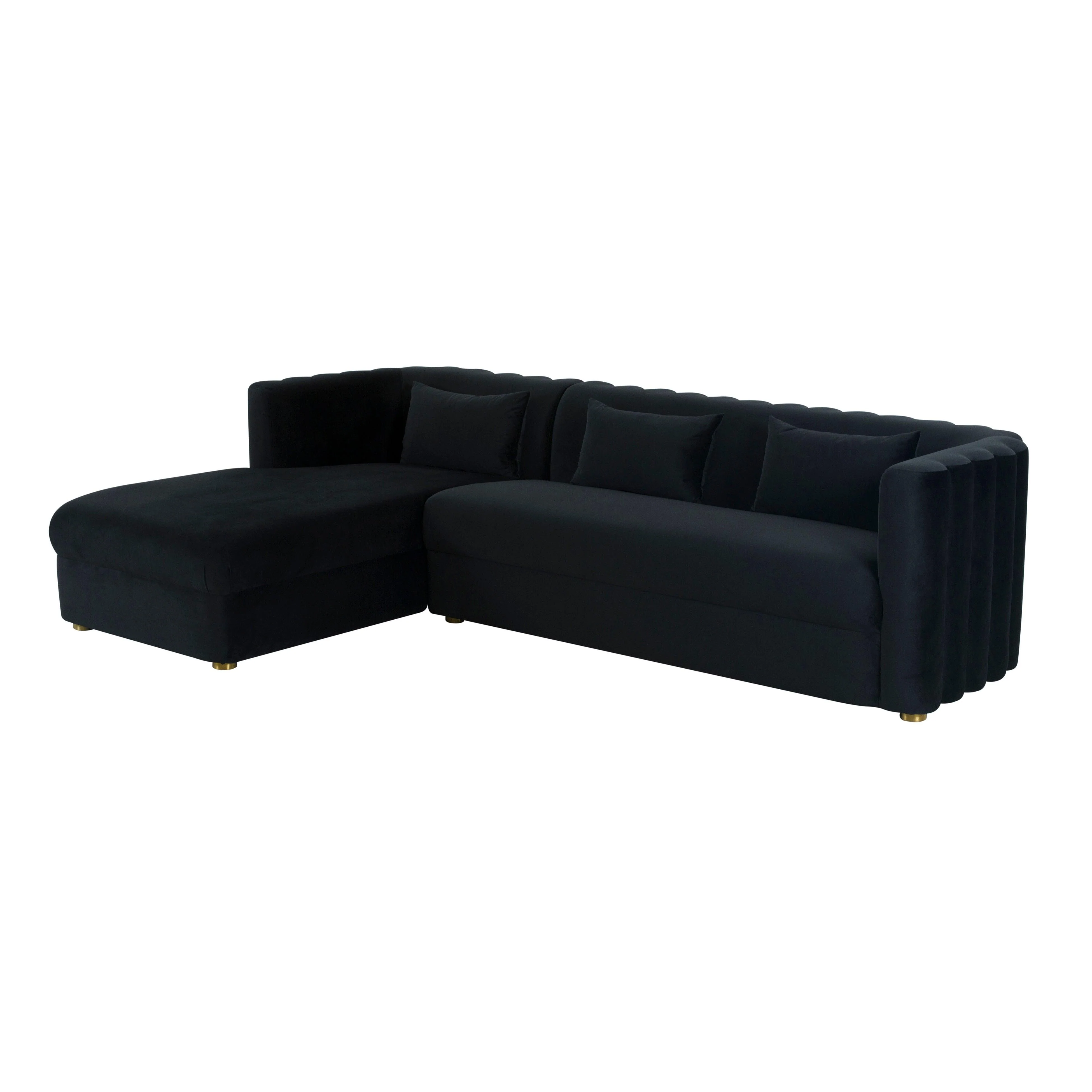 Callie Black Velvet Sectional - LAF - Remutear