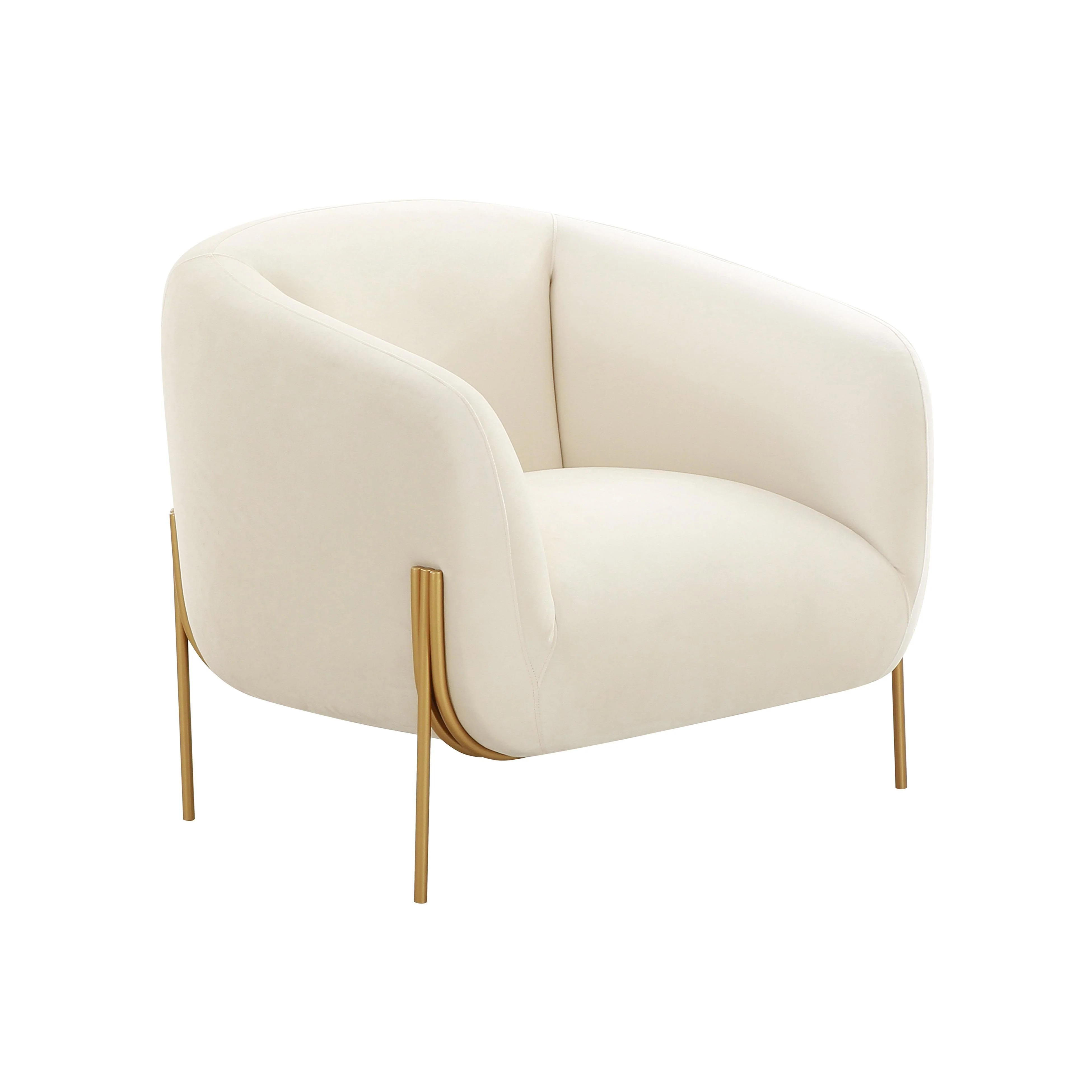 Kandra Cream Velvet Accent Chair - Remutear