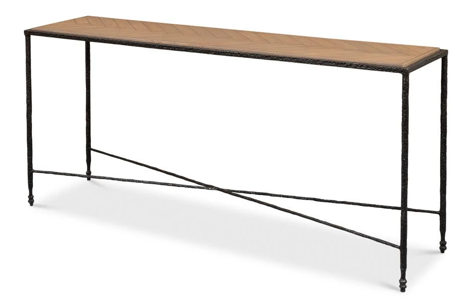 Castle Gate Console Table W/Parquet Top - Remutear