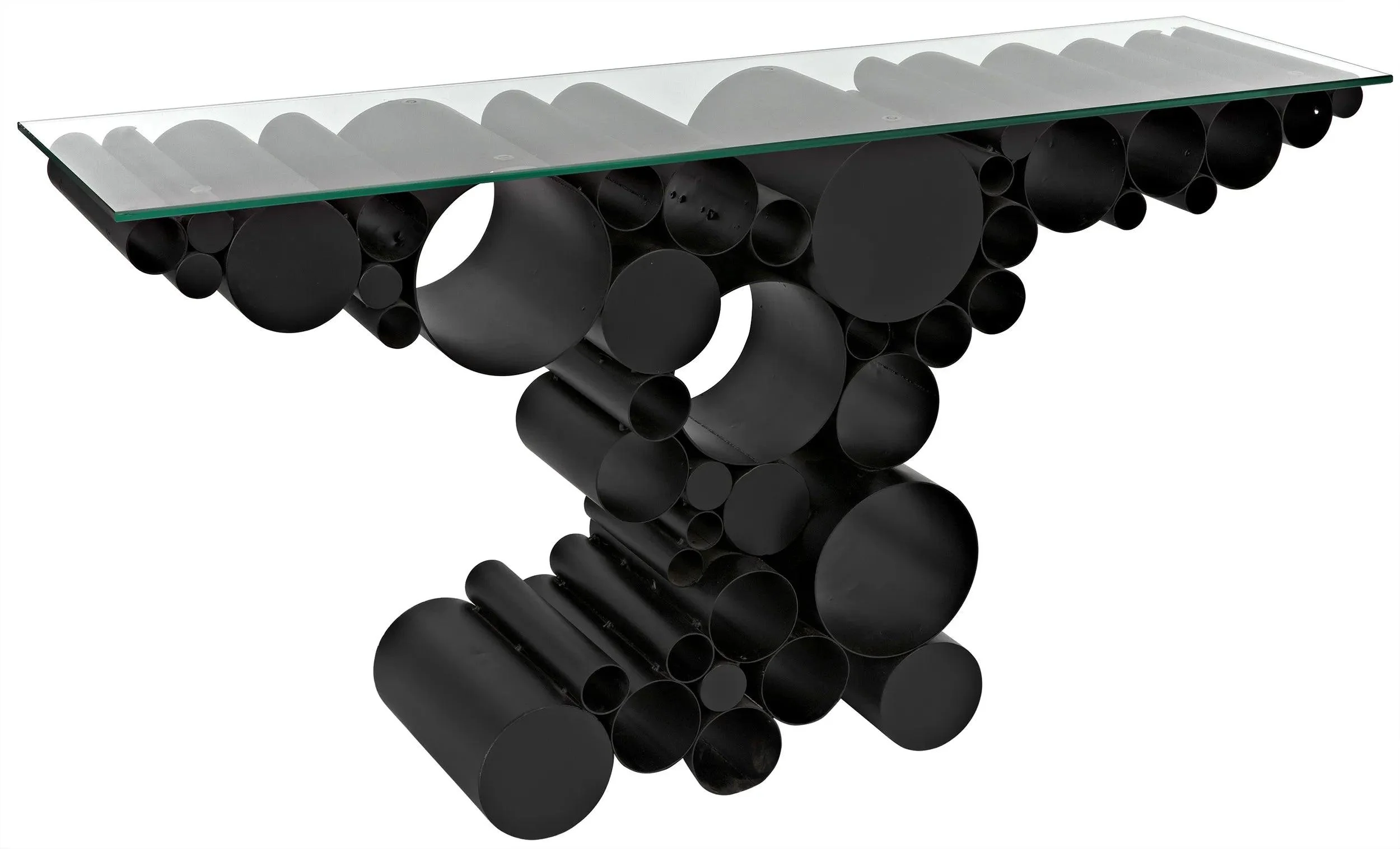 Paradox Console, Black Steel with Glass Top - Remutear