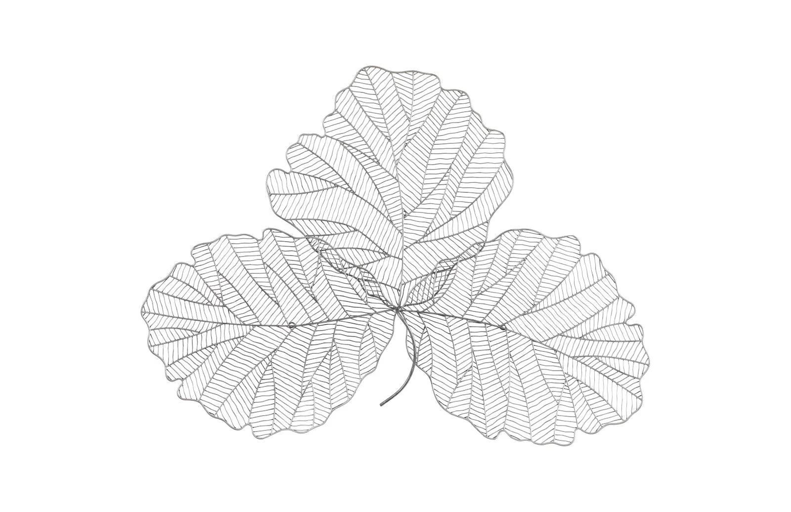 Tri Leaf Wall Art, Medum, Metal, Silver/Black - Remutear