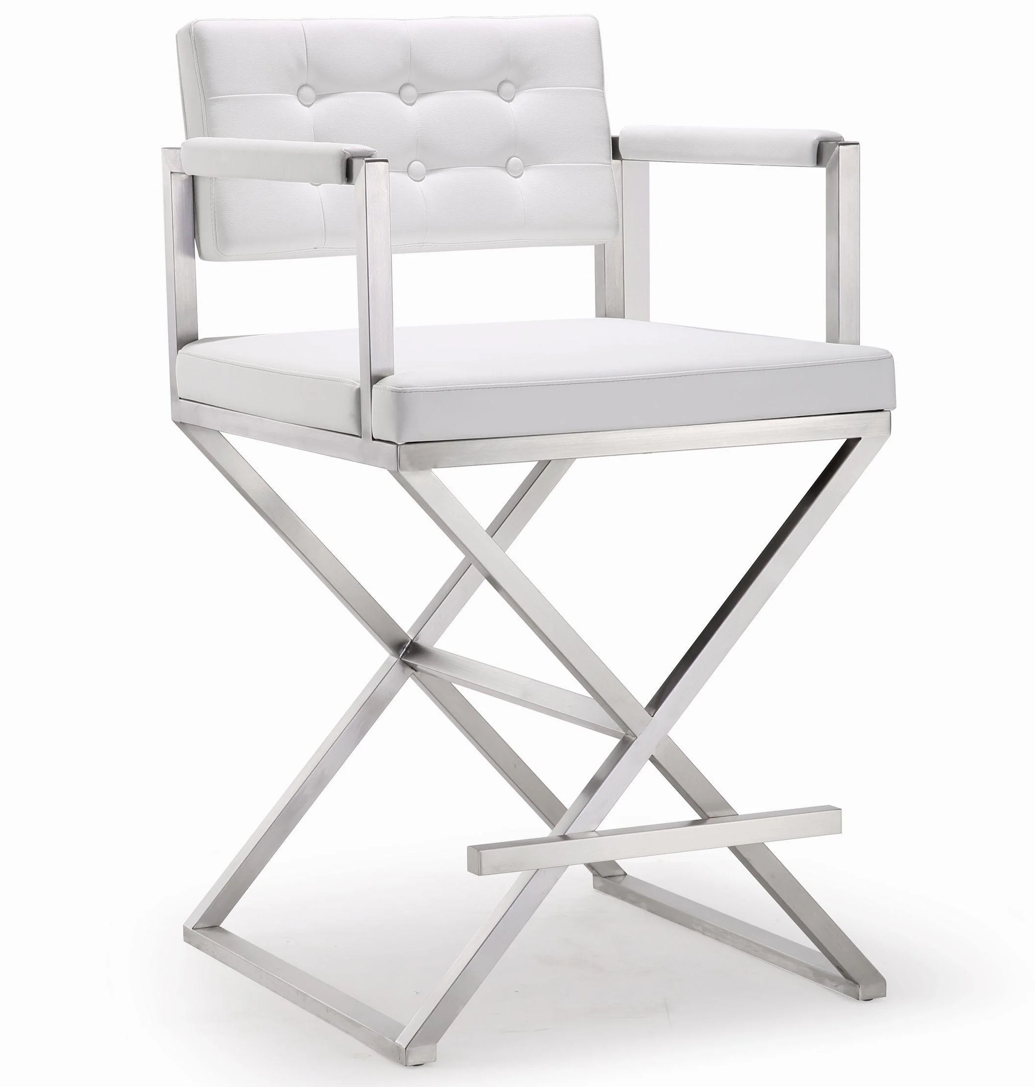 Director White Stainless Steel Counter Stool - Remutear