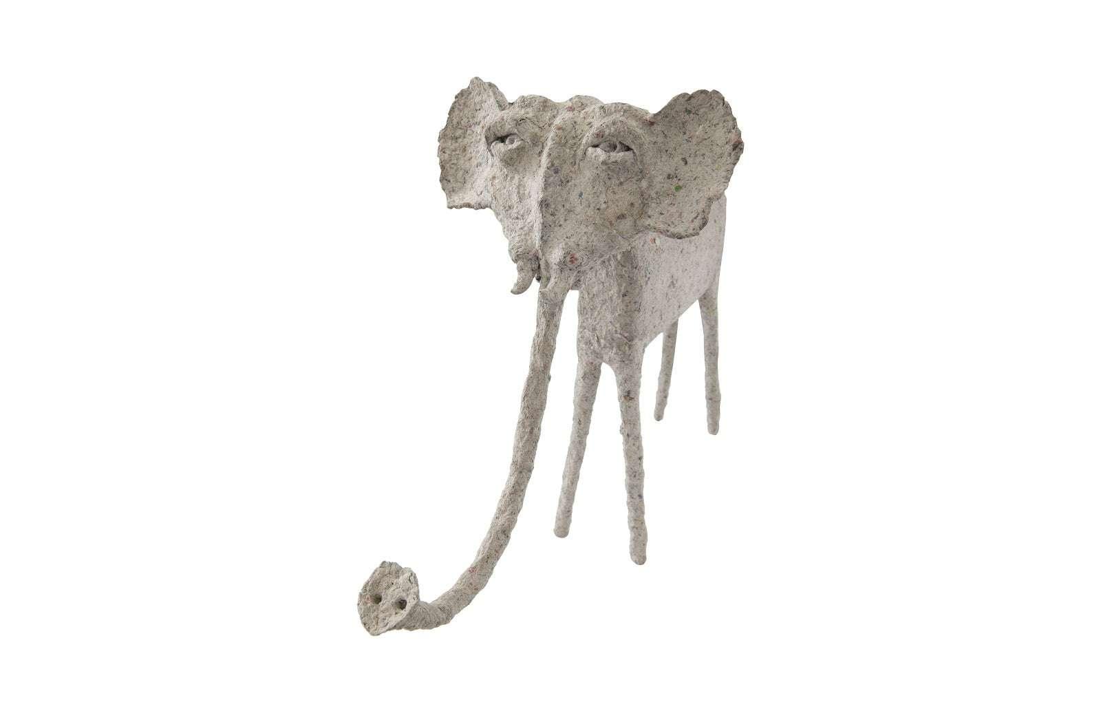 Elephant, Sculpted Animal, Trunk Down, Paper Mache - Remutear