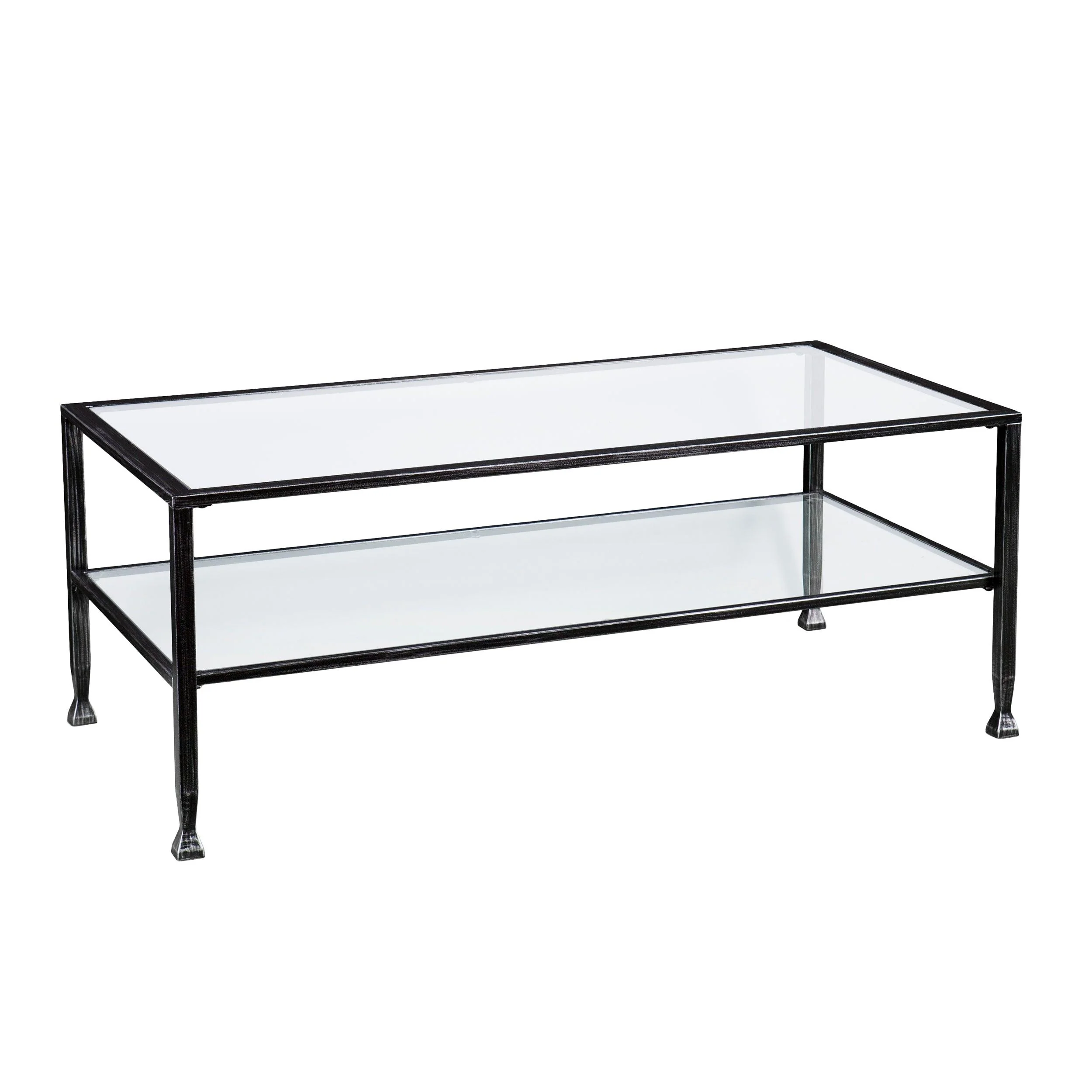 Jaymes Metal/Glass Rectangular Open Shelf Cocktail Table - Black - Remutear