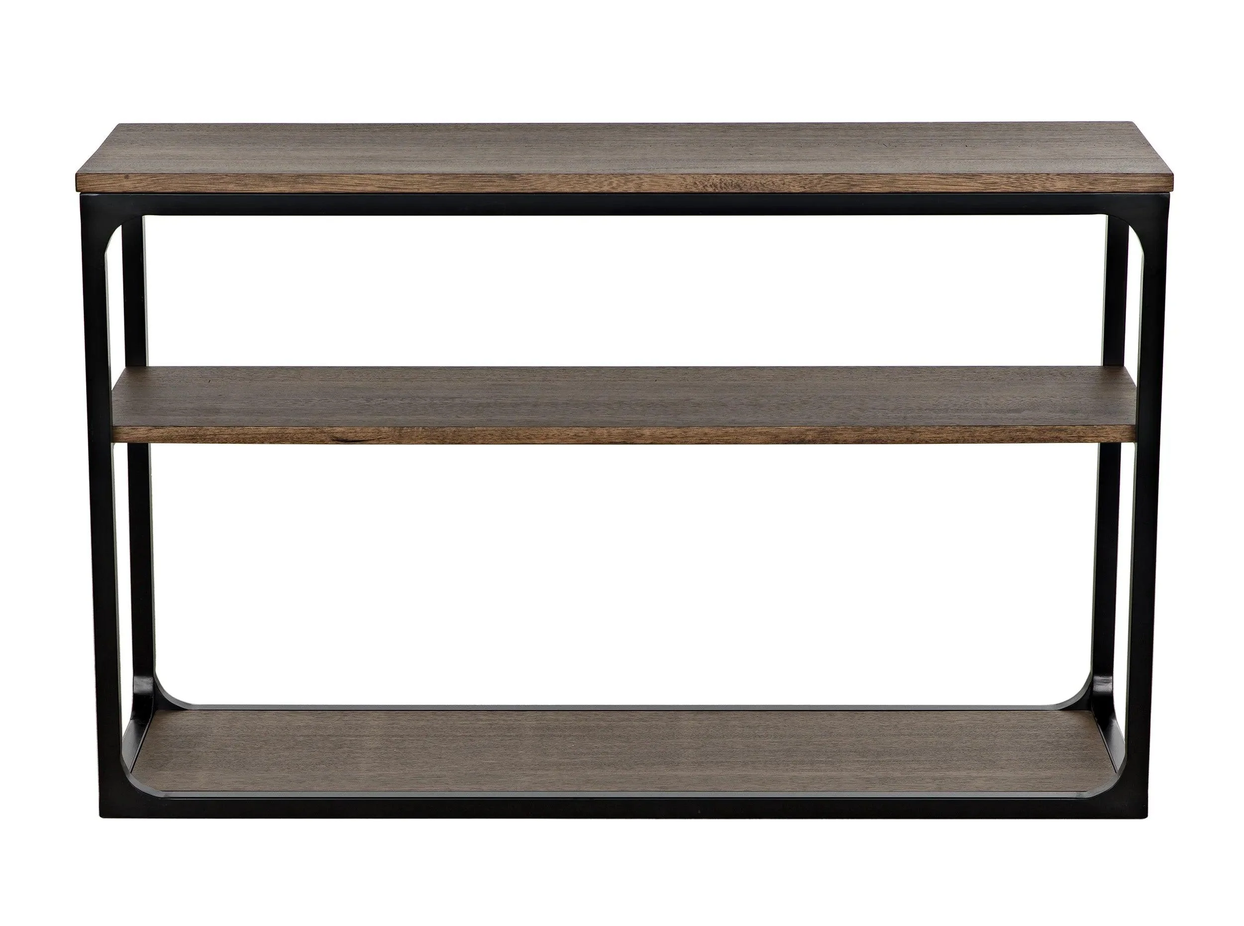 Novie Console, Small, Black Steel with Dark Walnut - Remutear