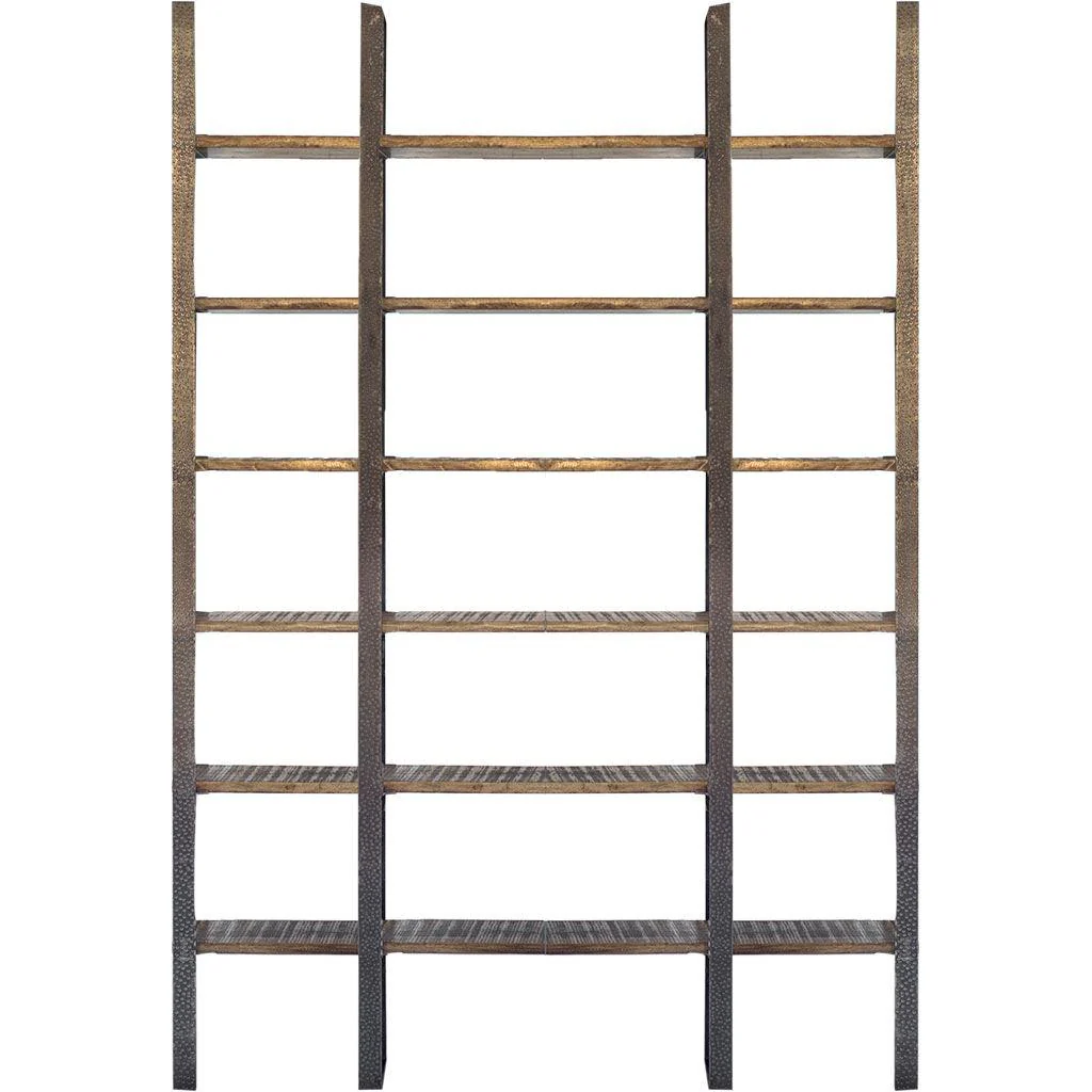 Taunton I 80L x  10.5W x 90H Brown Wood and Black Iron Six Shelving Unit - Remutear