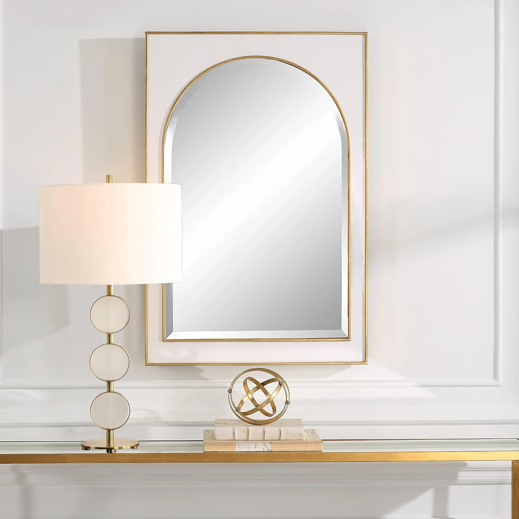 Crisanta Gloss White Arch Mirror - Remutear