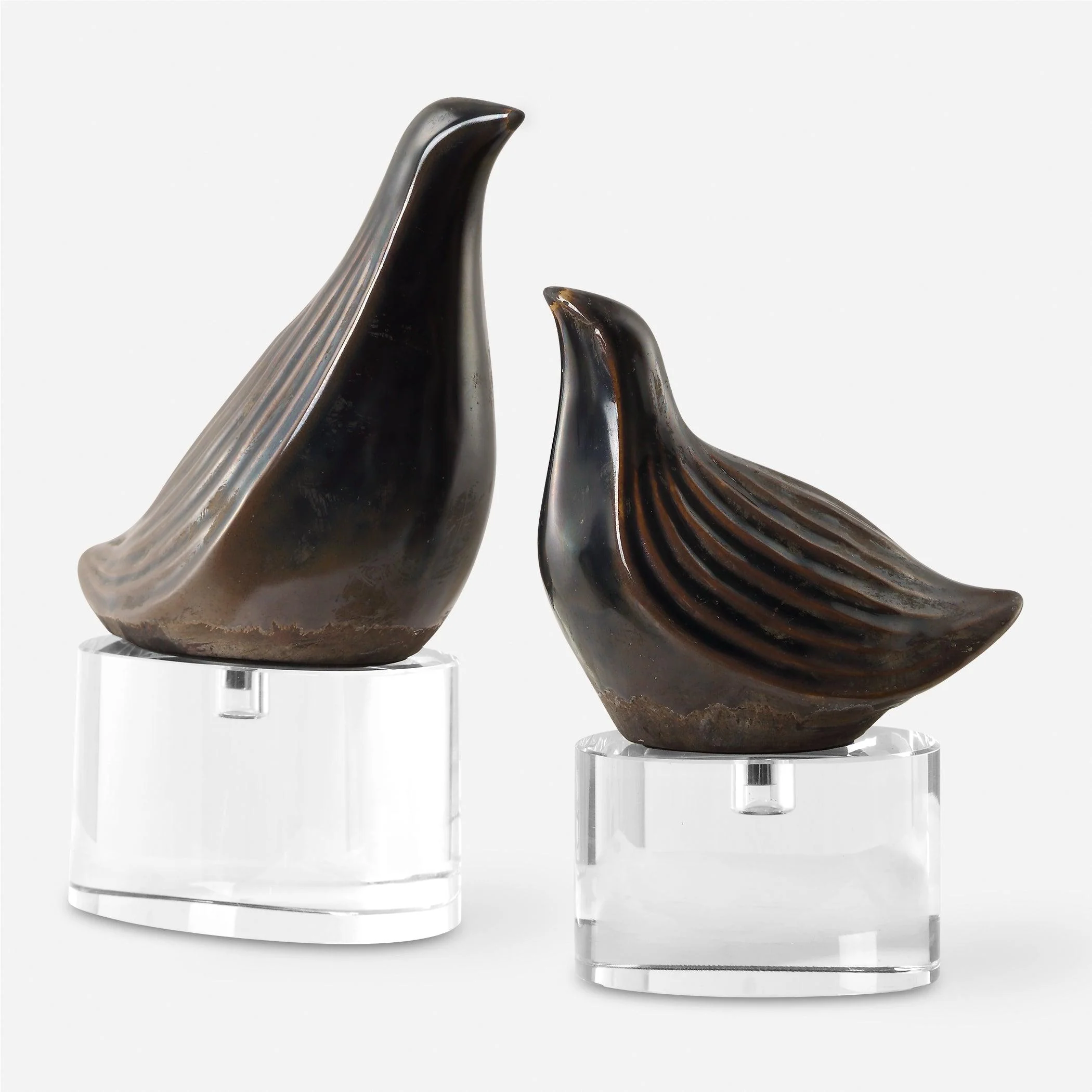 Nesting Bird Gray Sculptures, S/2 - Remutear