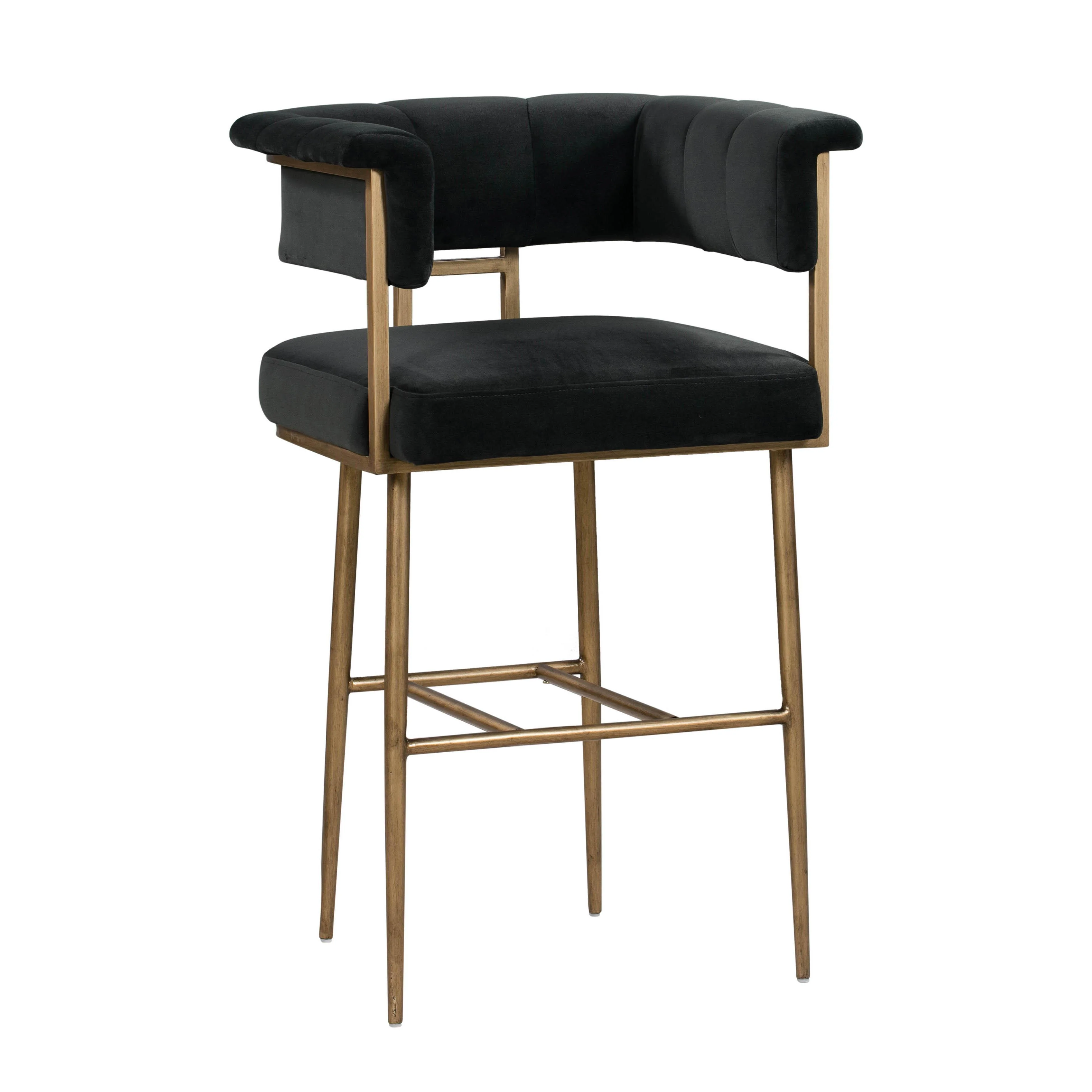 Astrid Grey Velvet Bar Stool - Remutear