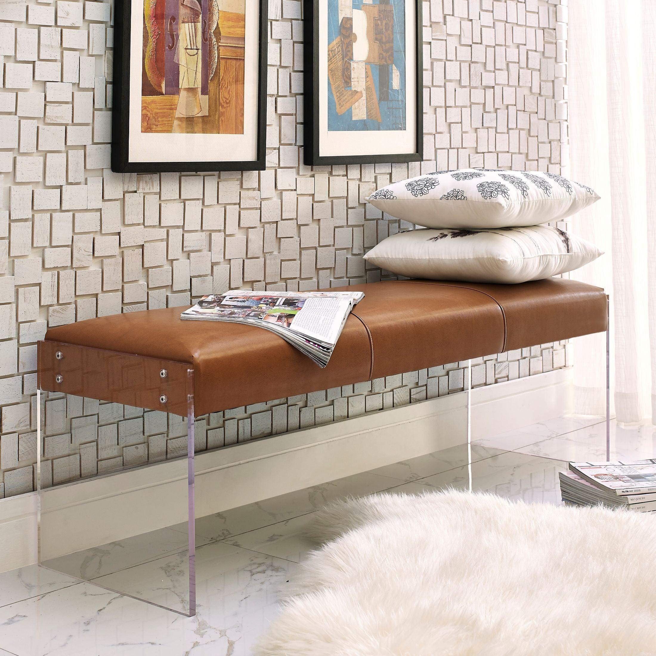 Envy Brown Leather/Acrylic Bench - Remutear