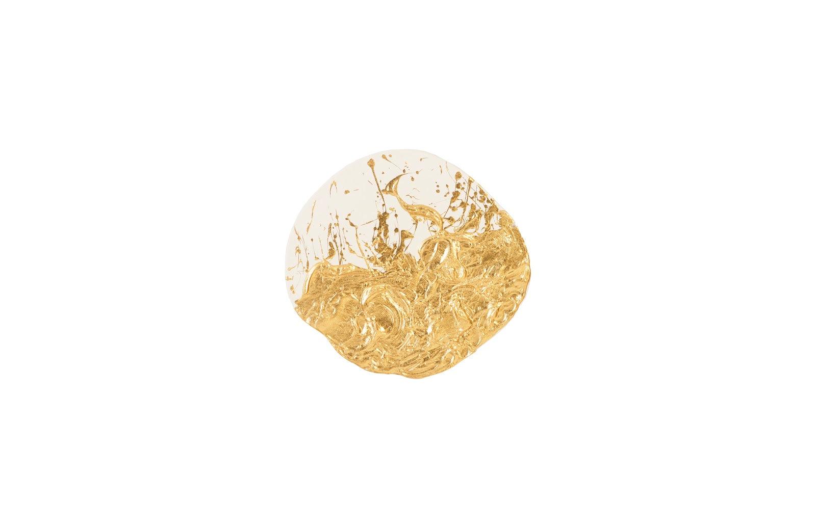 Wisp Wall Tile, Chamcha Wood, Gold Leaf on White - Remutear