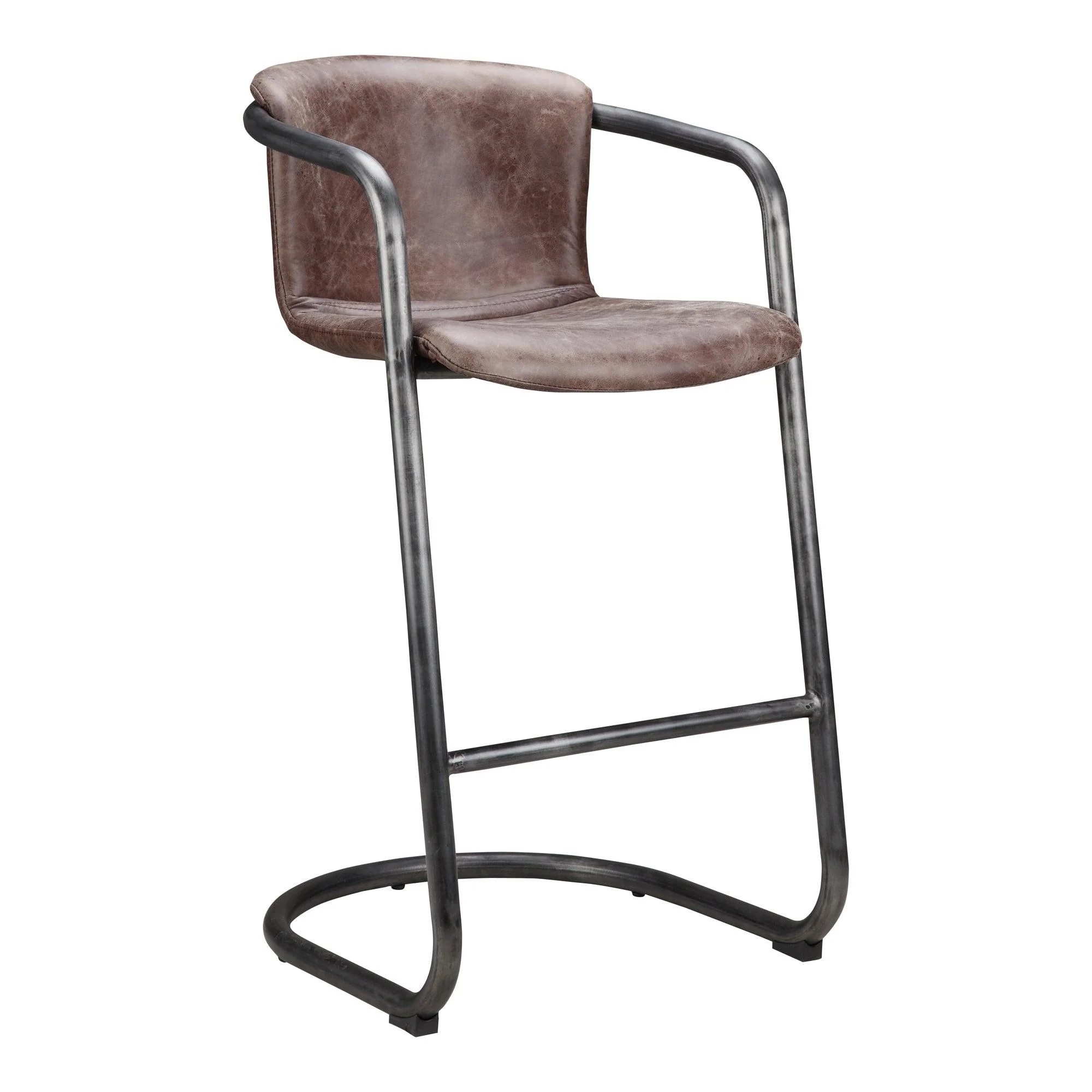 Freeman Barstool Grazed Brown Leather - Set Of Two - Remutear