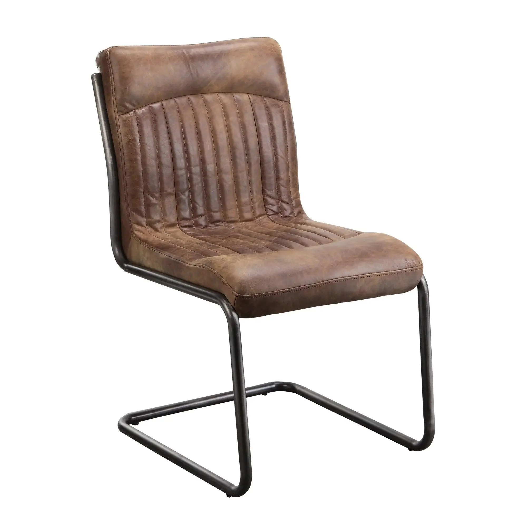 Ansel Dining Chair Grazed Brown Leather - Set Of Two - Remutear