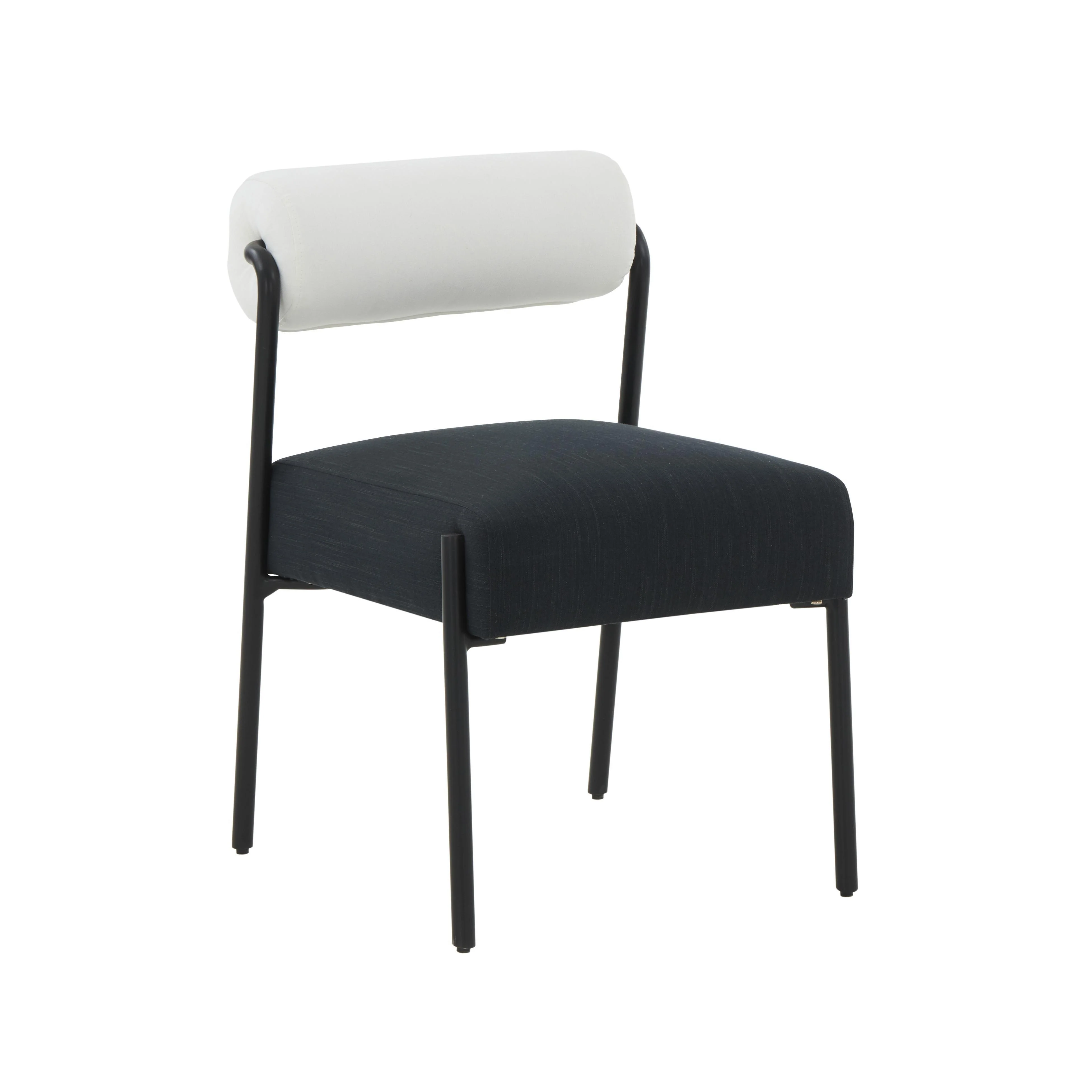 Jolene Cream and Black Linen Dining Chair - Set of 2 - Remutear
