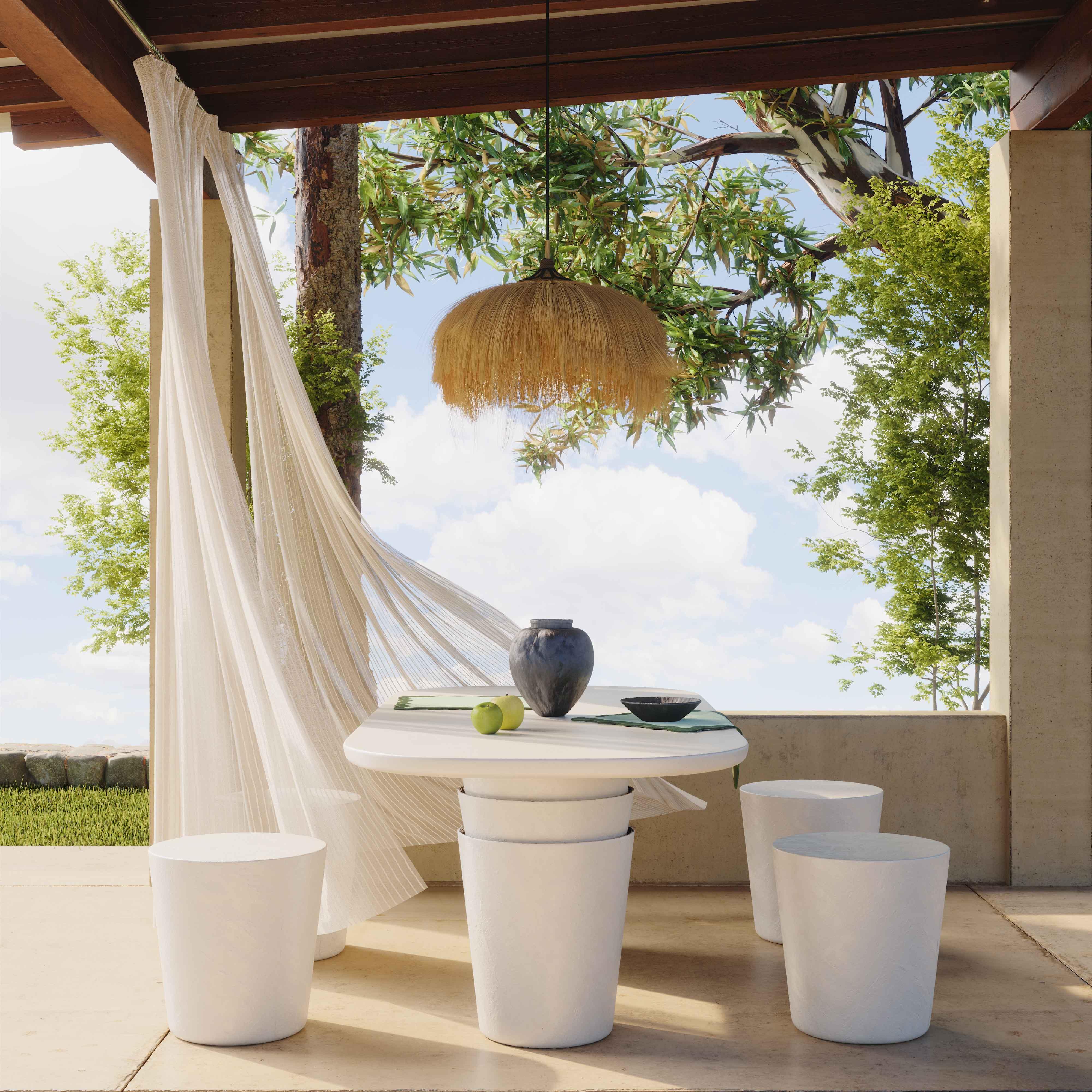 Margot Light Grey Faux Plaster Indoor / Outdoor Concrete Stool - Remutear