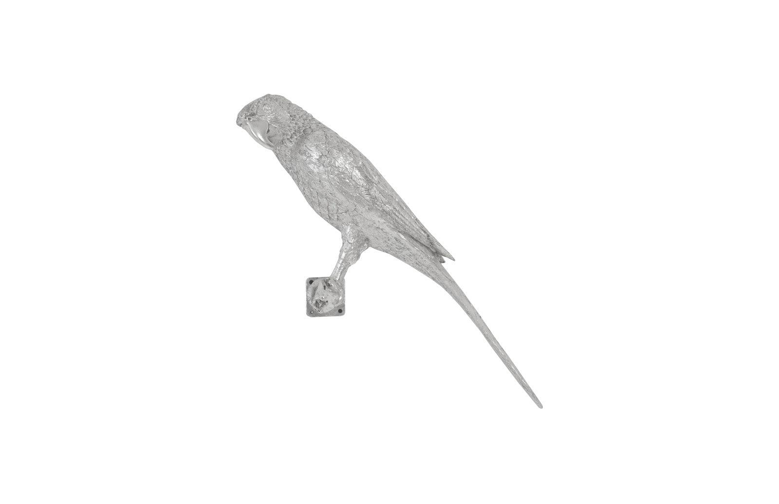 Parrot Looking Left Wall Art, Resin, Silver Leaf - Remutear