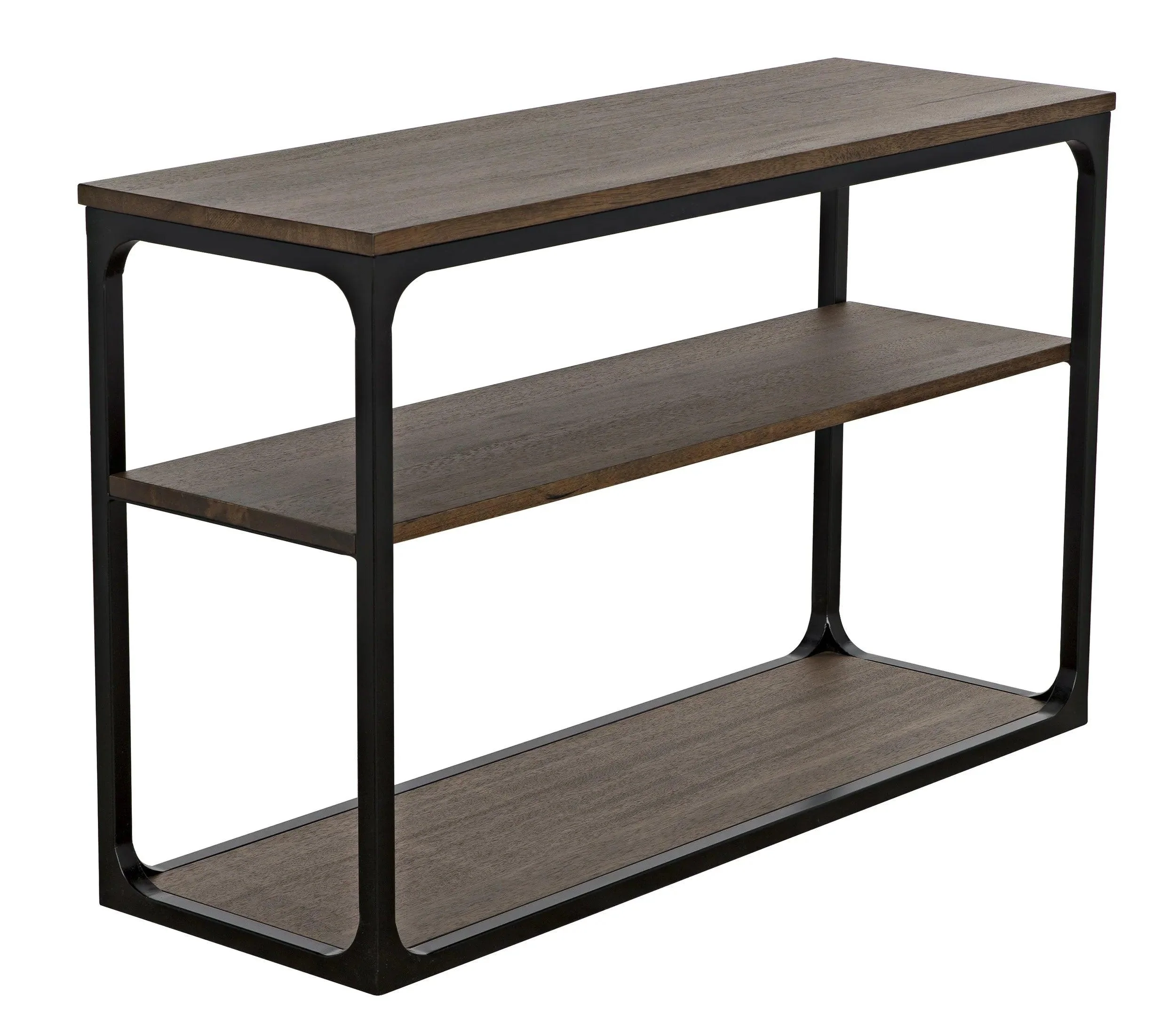 Novie Console, Small, Black Steel with Dark Walnut - Remutear