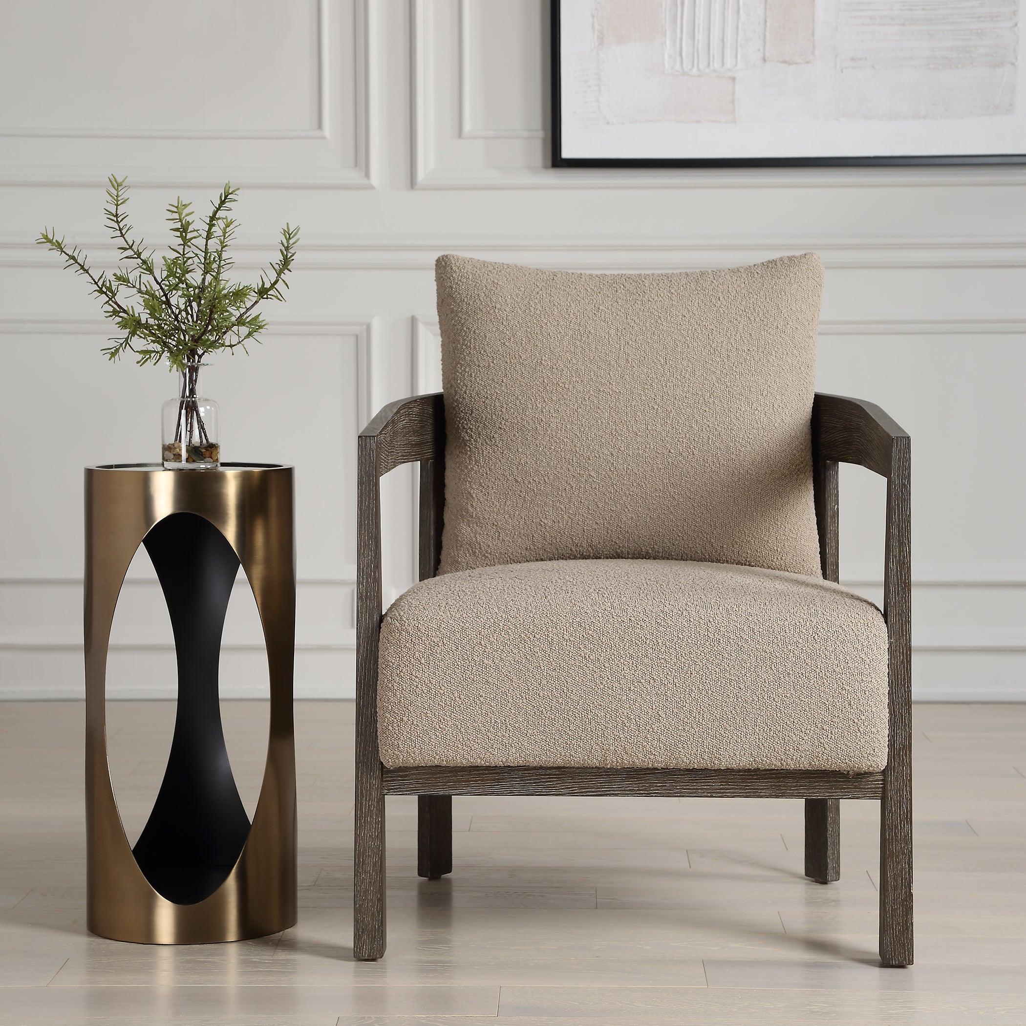 Sienna Sand Fabric Accent Chair - Remutear