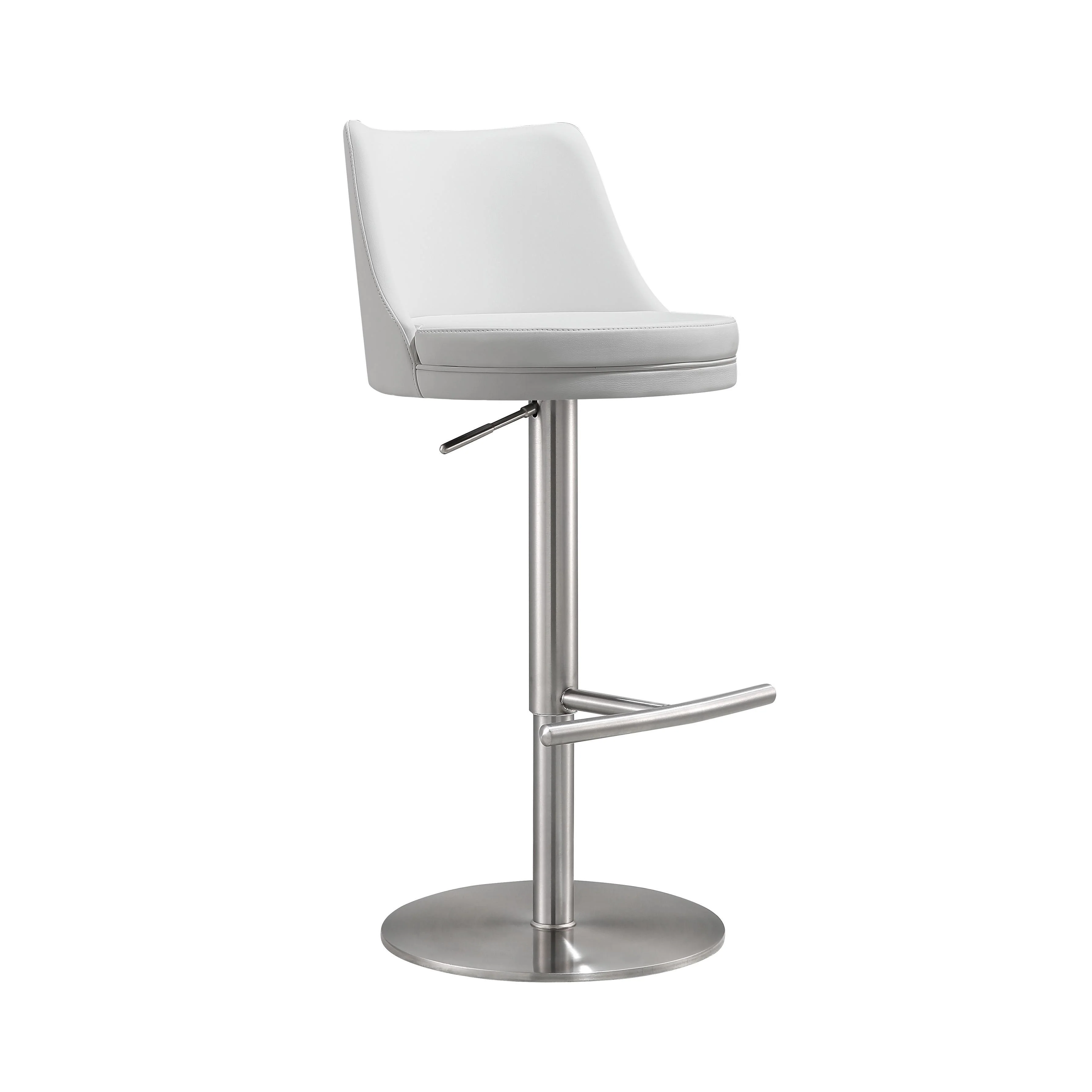 Reagan White and Silver Adjustable Stool - Remutear