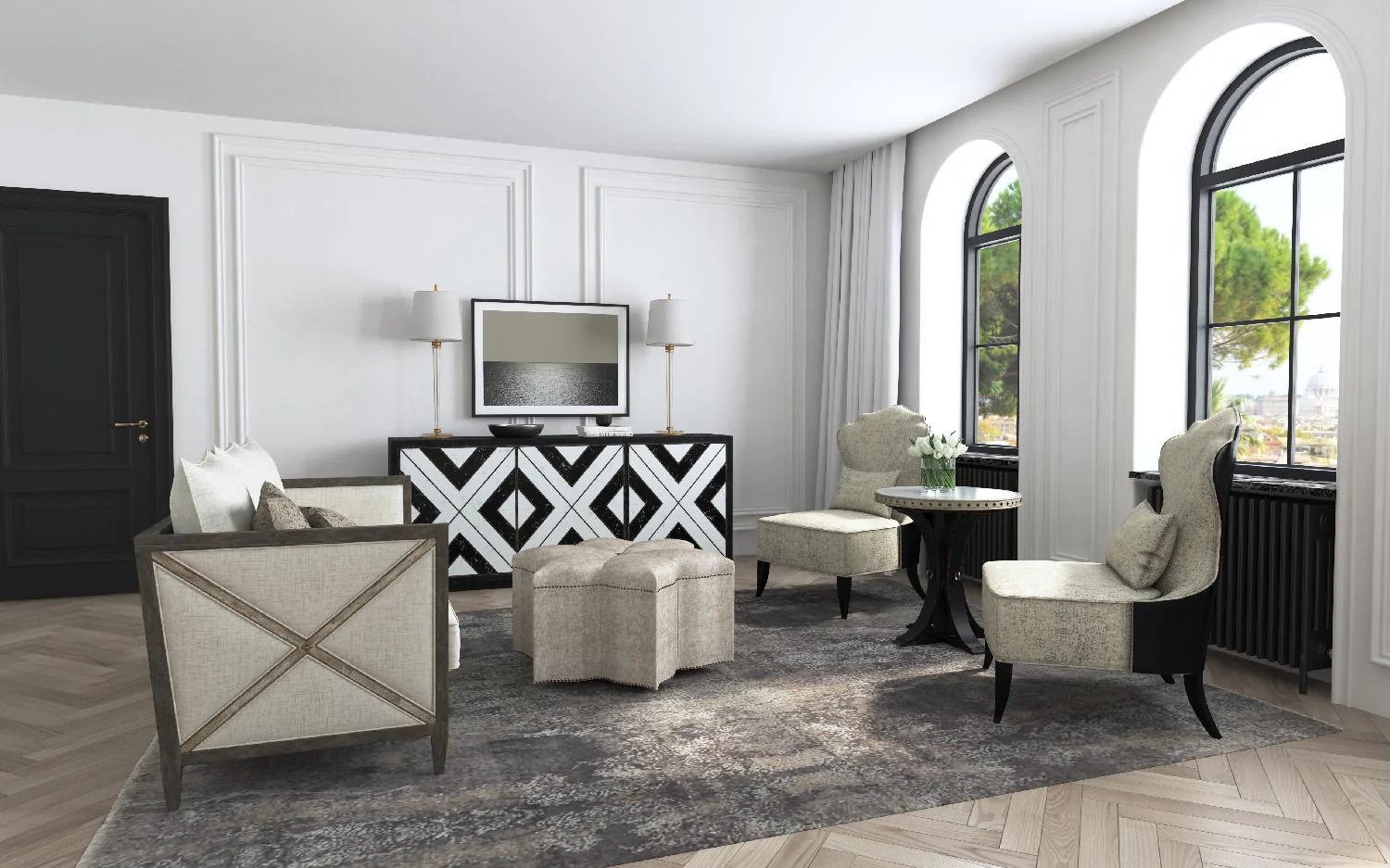 Sanctuary Noir Et Blanc Entertainment Console - Remutear