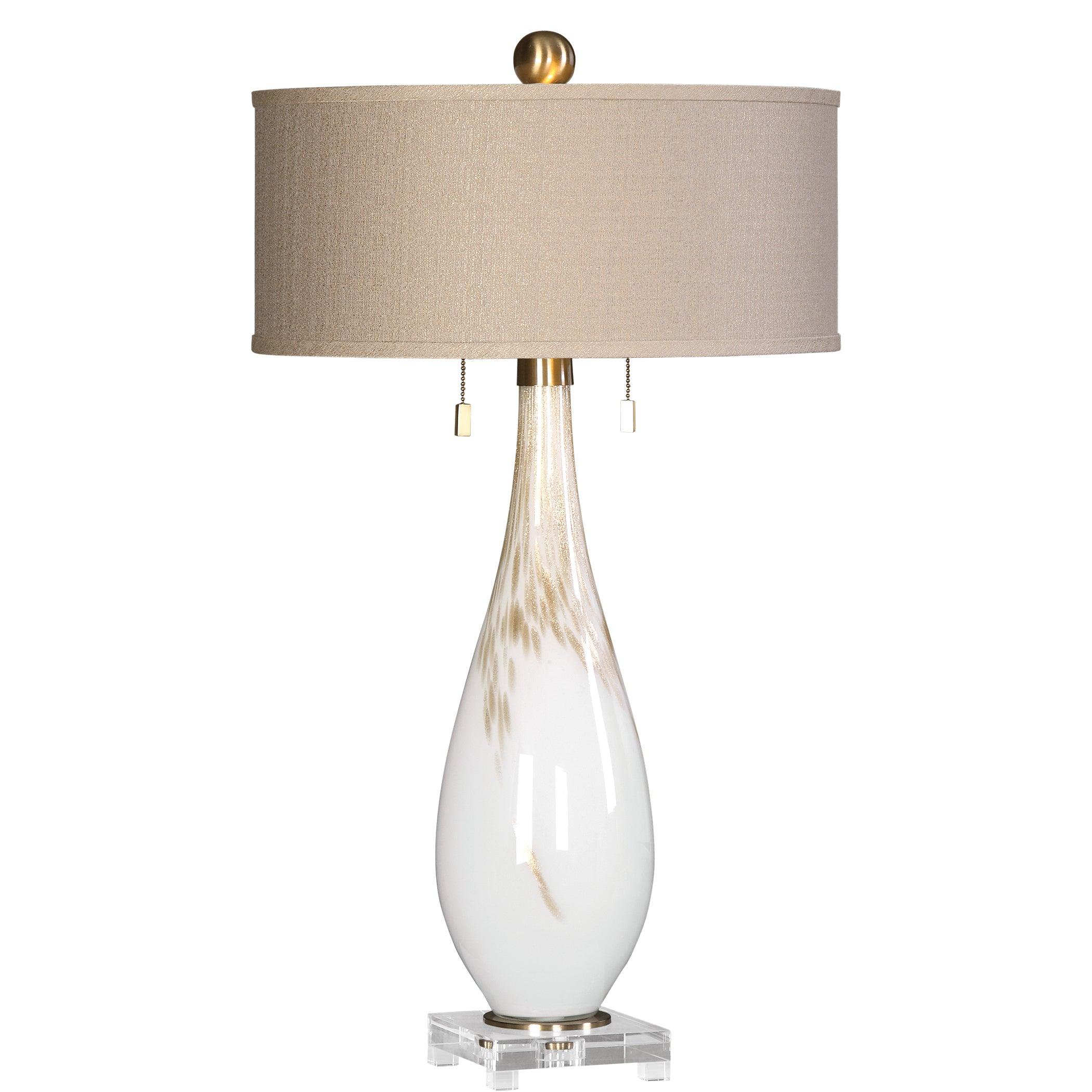 CARDONI WHITE GLASS TABLE LAMP - Remutear