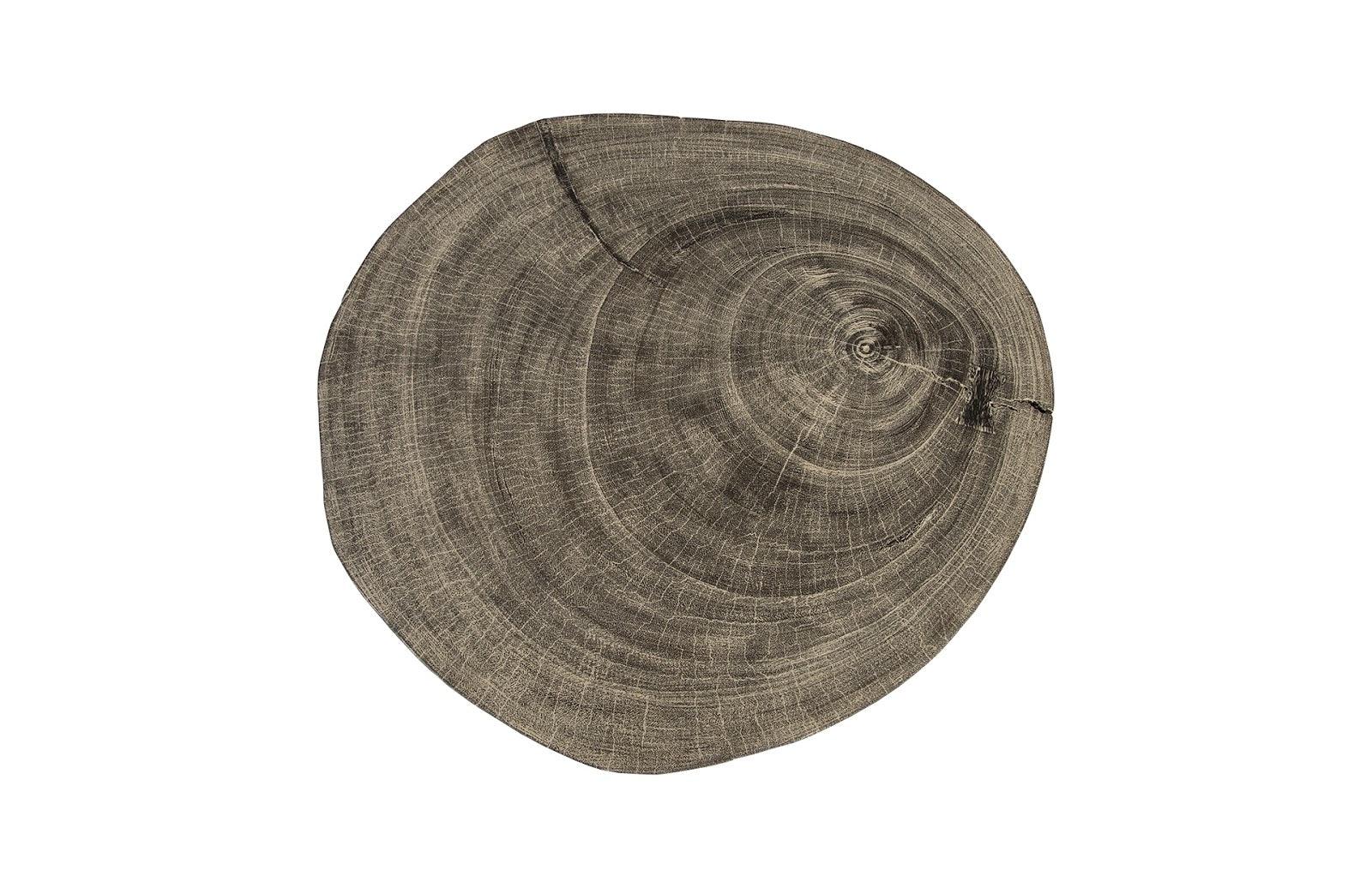 Crosscut Side Table, Gray Stone, Forged Legs - Remutear