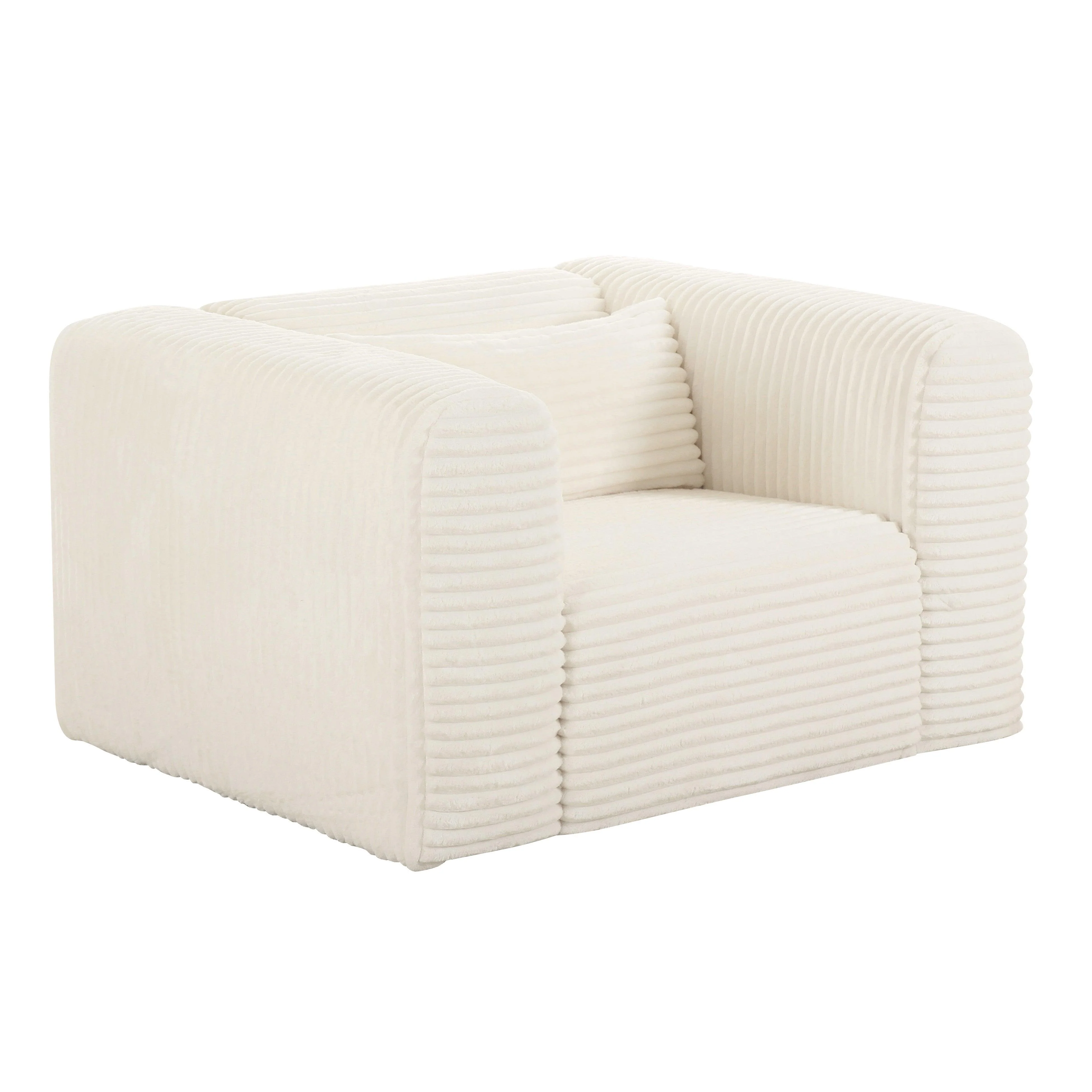 Tarra Fluffy Oversized Cream Corduroy Armchair - Remutear