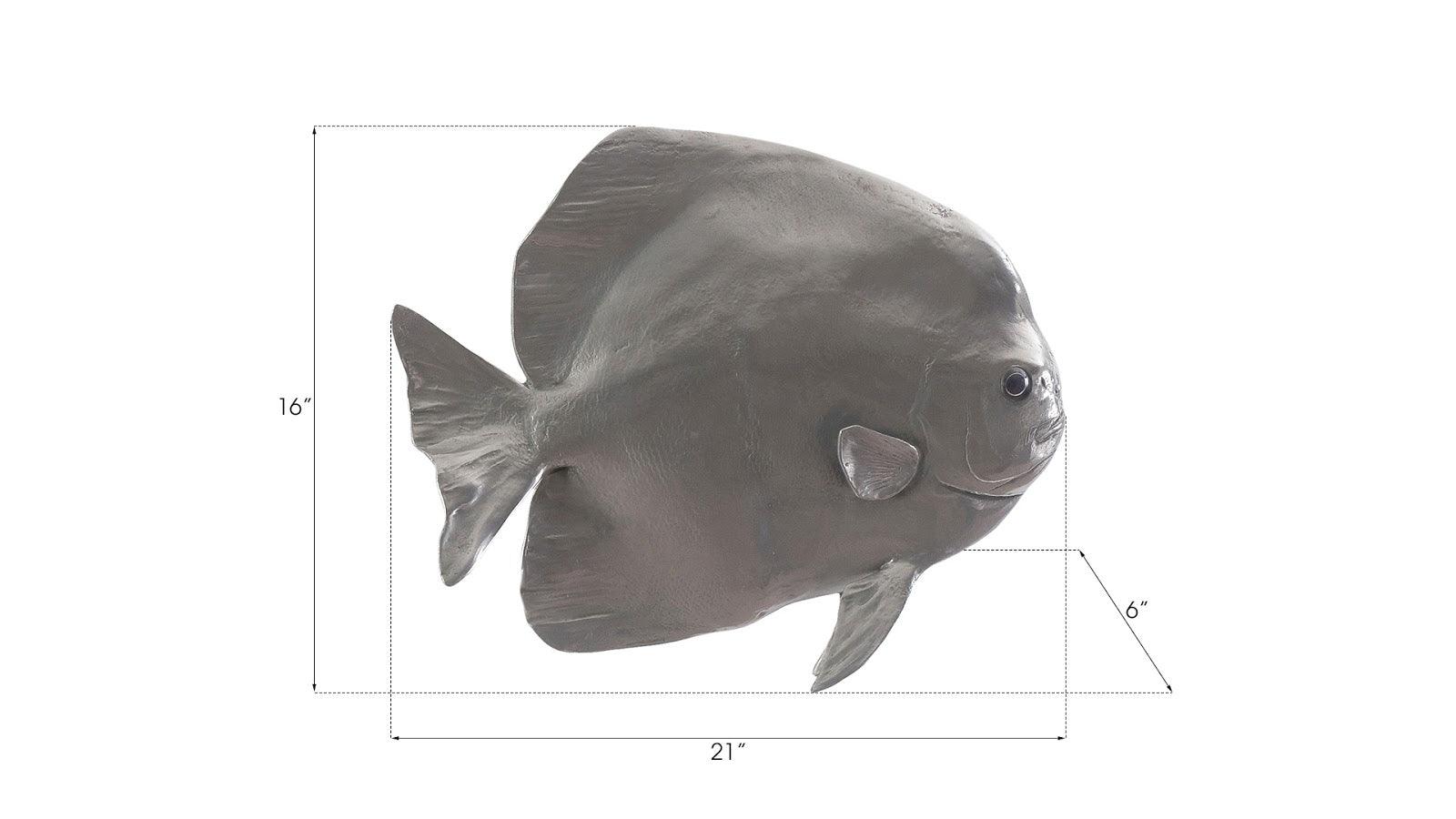 Australian Bat Fish Wall Sculpture, Resin, Polished Aluminum Finish - Remutear