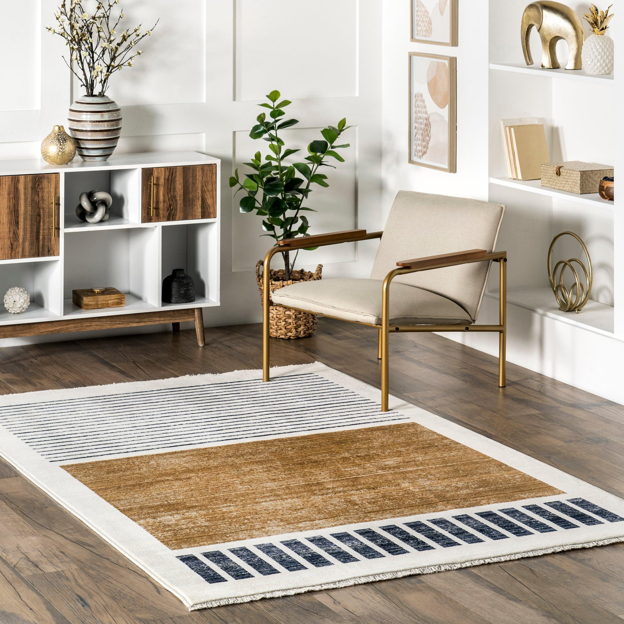 Keeva Modern Striped Fringe Area Rug - Remutear