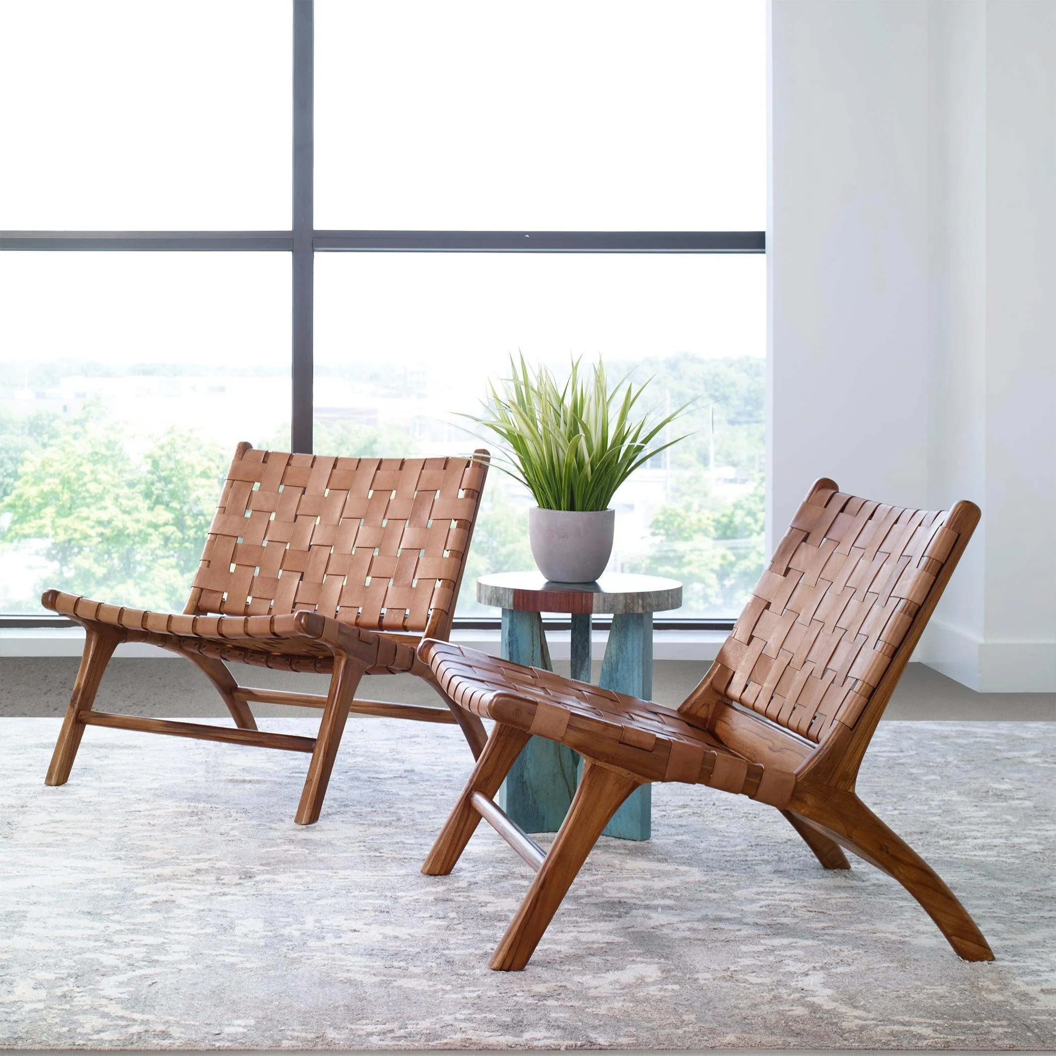 Plait Woven Leather Accent Chair - Remutear