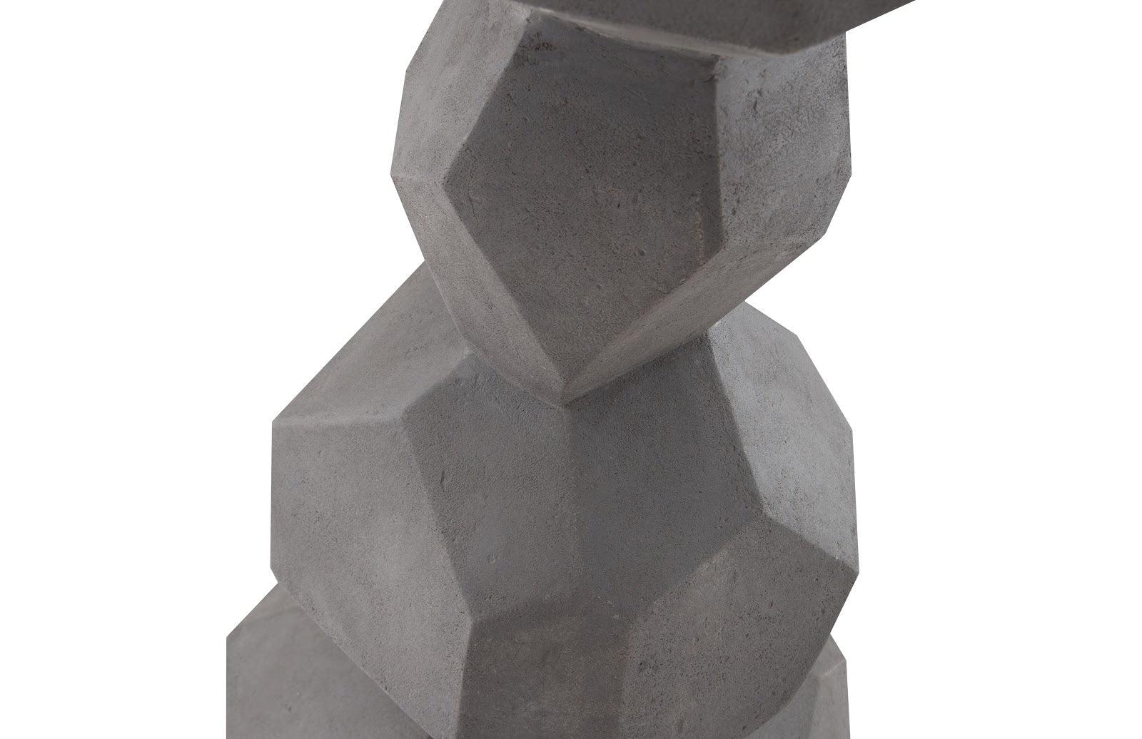 Faceted Rock Column Sculpture, Gray - Remutear