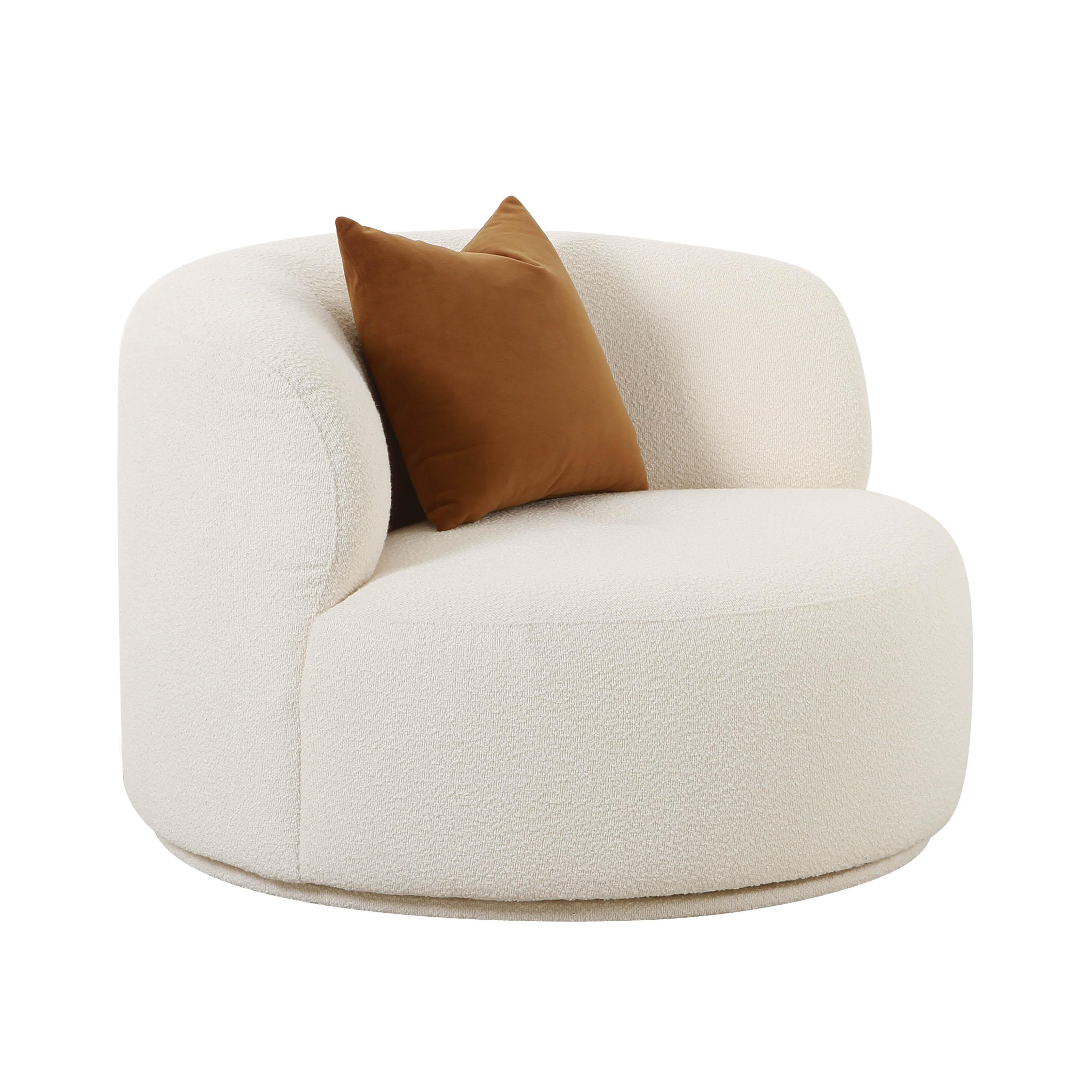 Fickle Cream Boucle Swivel Chair - Remutear