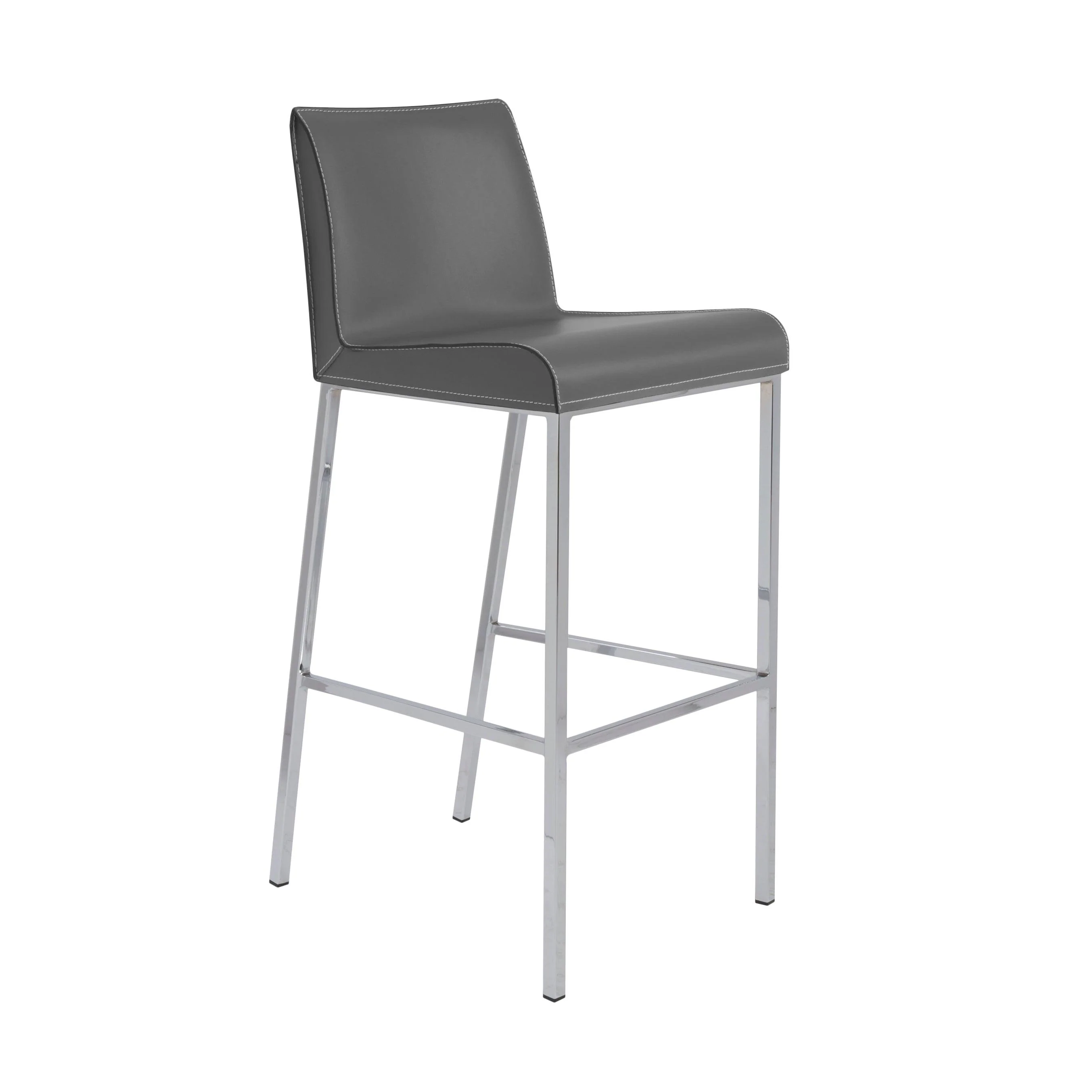 Cam Bar Stool In Gray With Polished Stainless Steel Legs - Set of 2 - Remutear