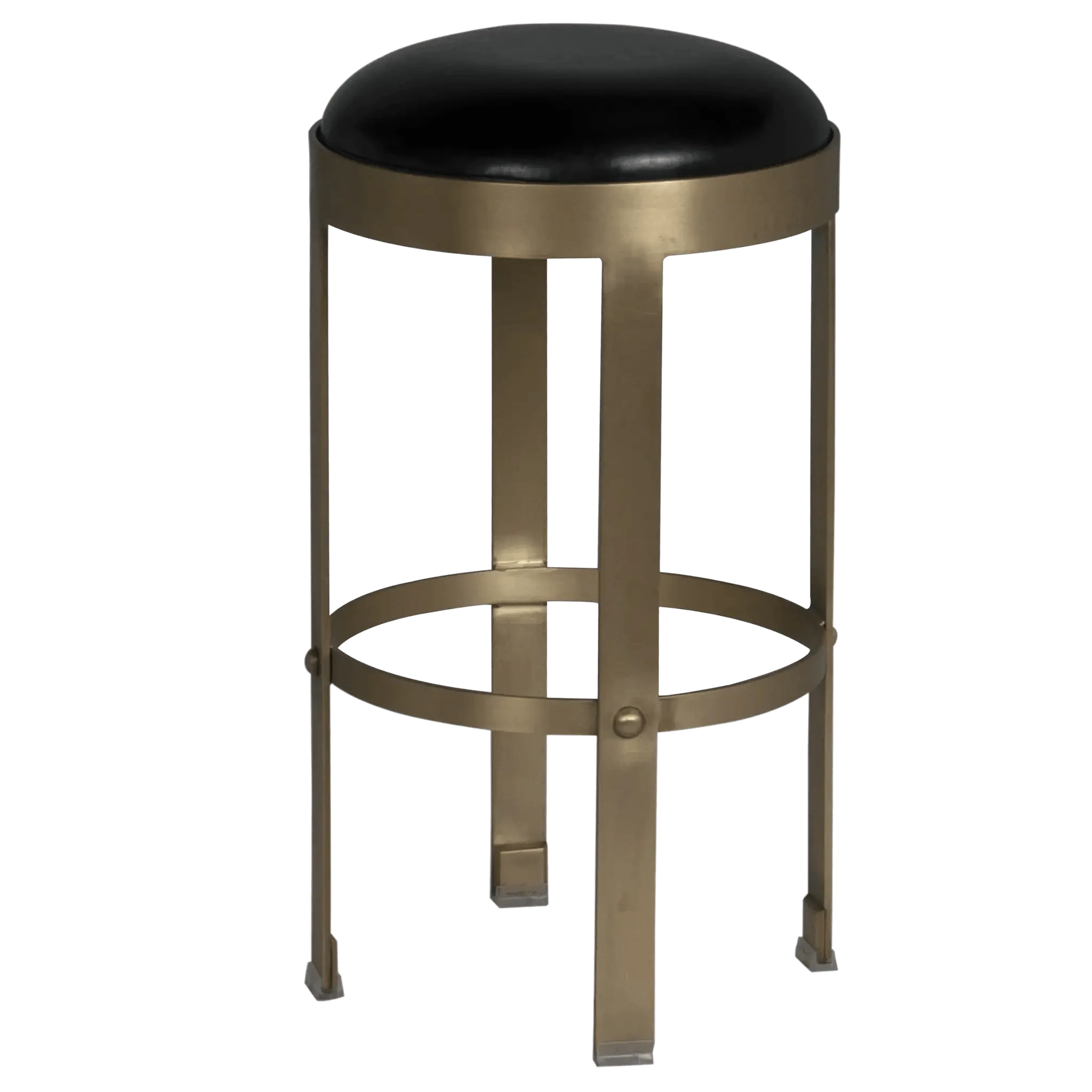 Prince Counter Stool with Leather, Brass Finish - Remutear