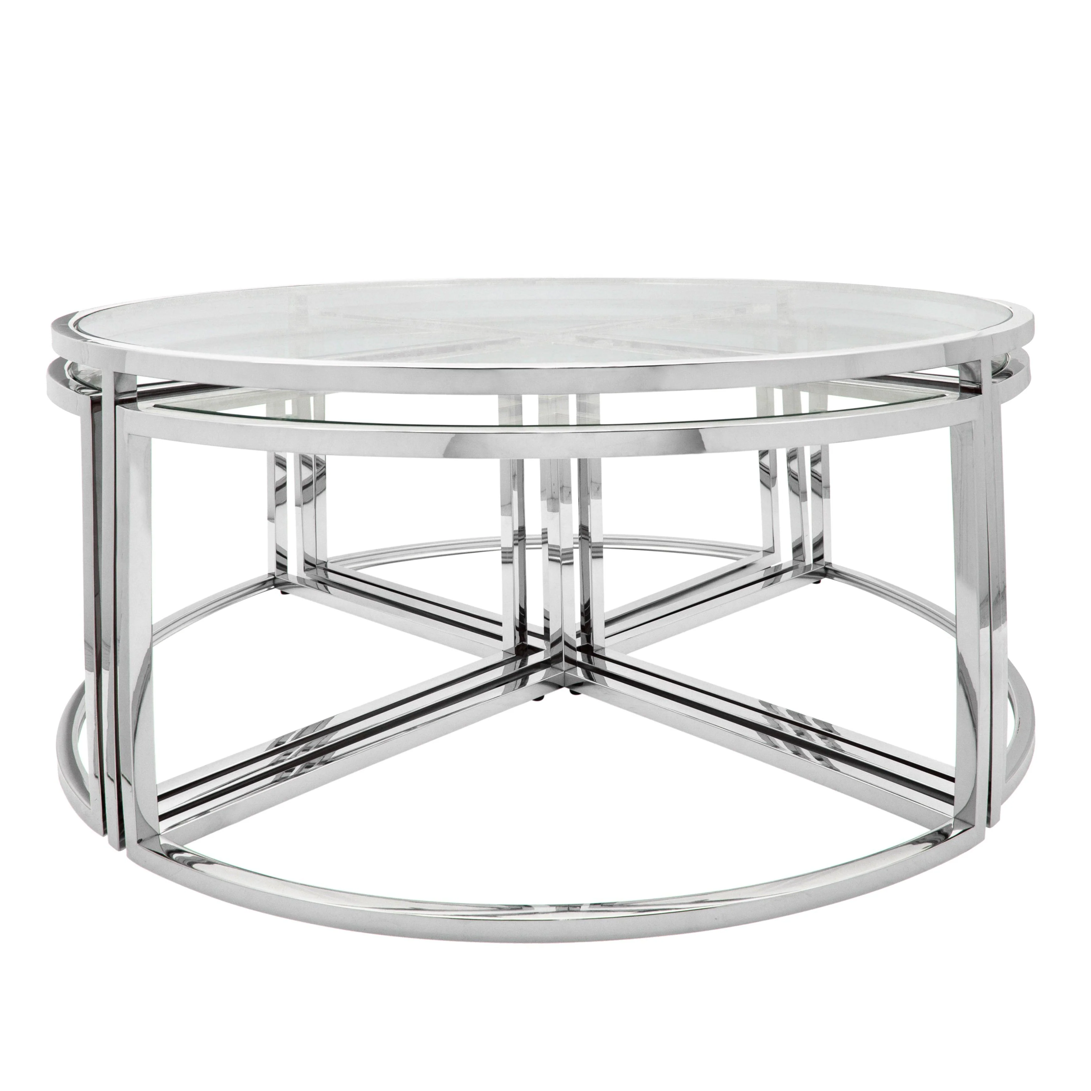 Metal Pull Out Coffee Table, Silver - Remutear