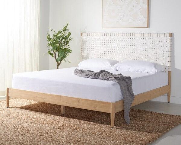 CASSITY LEATHER HEADBOARD BED - Remutear