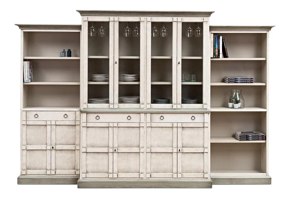 4 Piece Full Wall Unit - White & Grey - Remutear