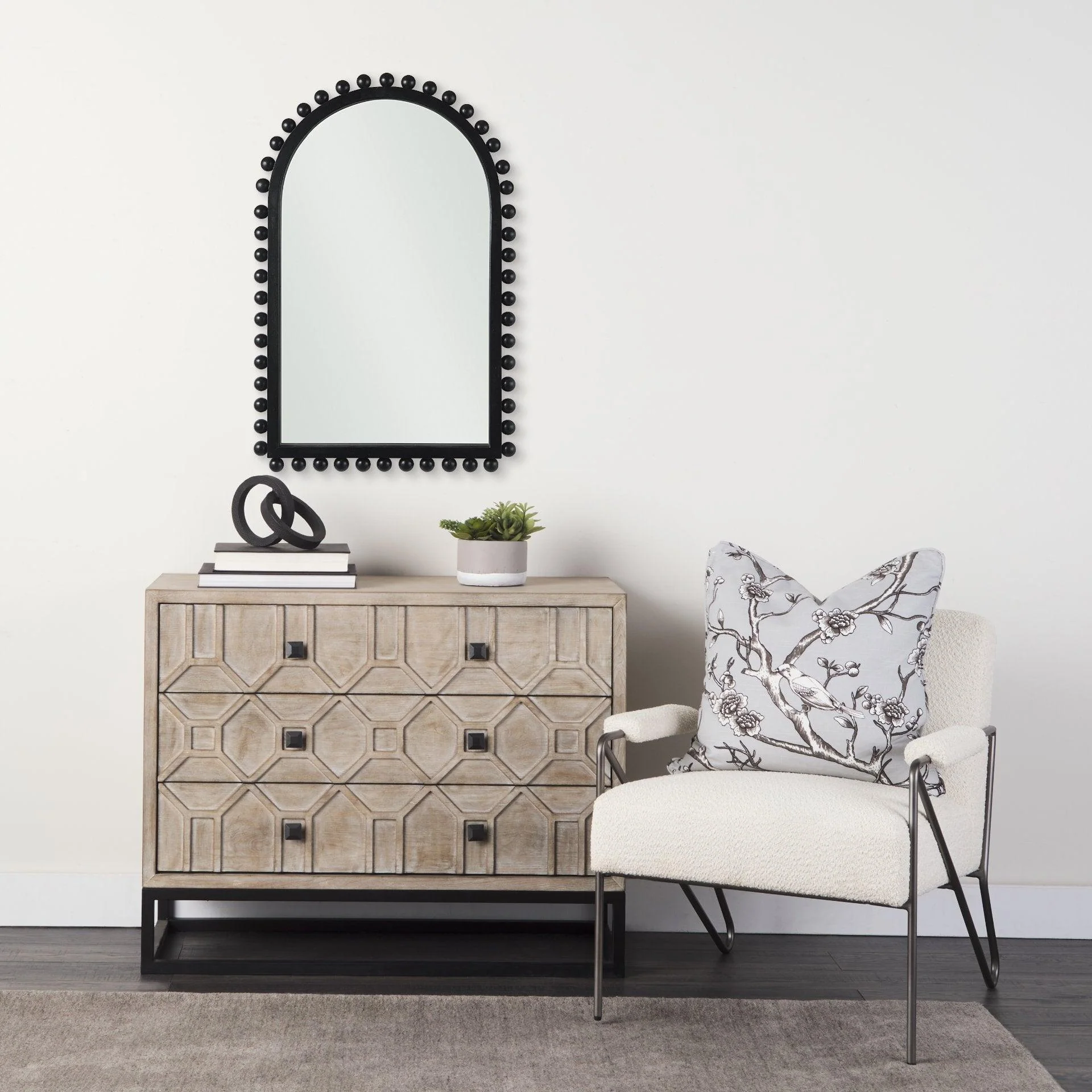 Leeds 23L x 35H Black Wood Arch Frame Mirror - Remutear